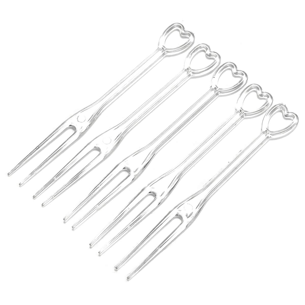 300-Pack Disposable Plastic Fruit Forks - 3.5 Inch Heart-Shaped Cocktail Picks for Parties, Desserts & Cakes | Safe & Sanitary Food Picks for Weddings, Baby Showers & Picnics