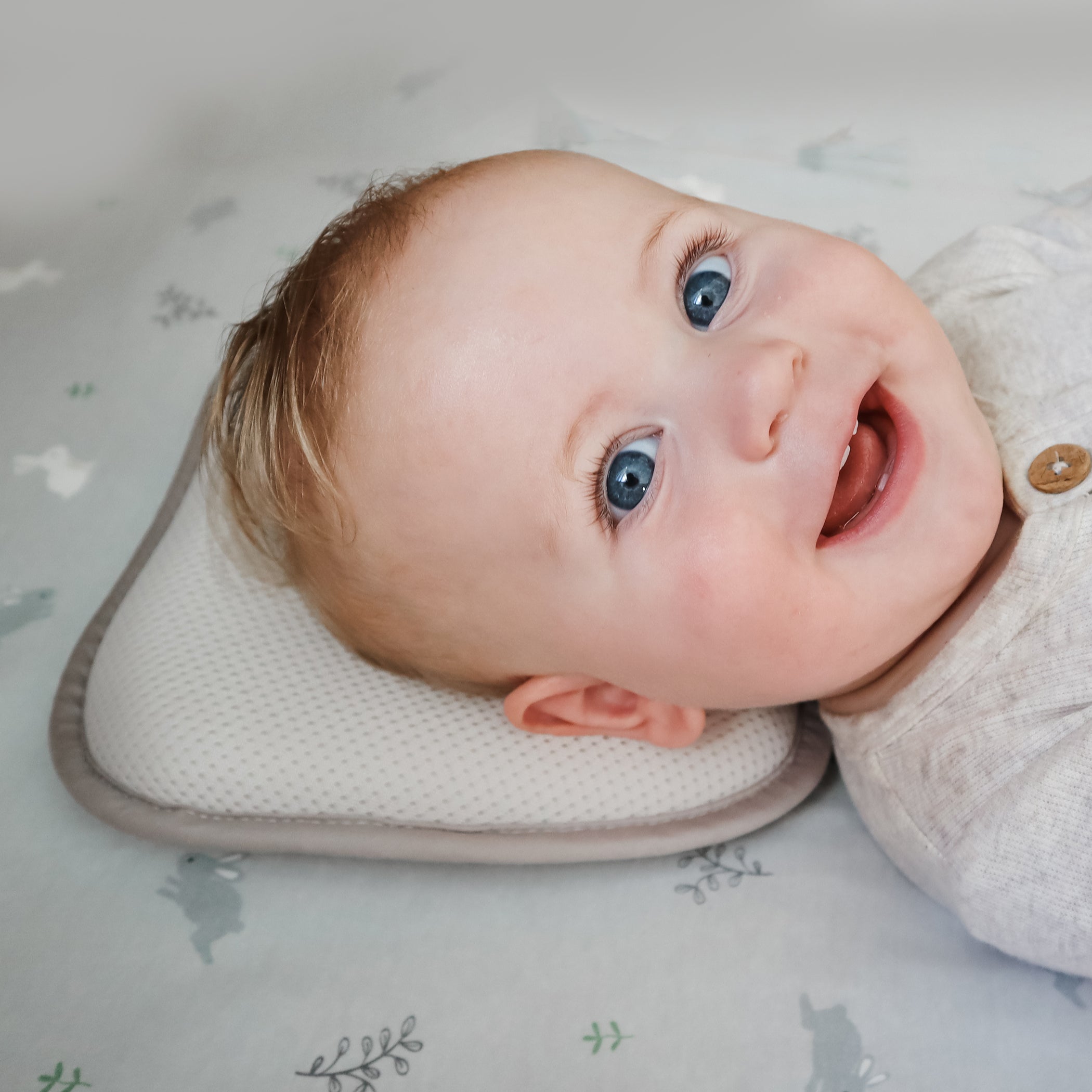 Breathe Easy® Infant Head Support Pillow - Soft Grey Baby Head Rest for Car Seats, Strollers & Safe Sleep - Comfortable & Ergonomic Design for Newborns & Toddlers