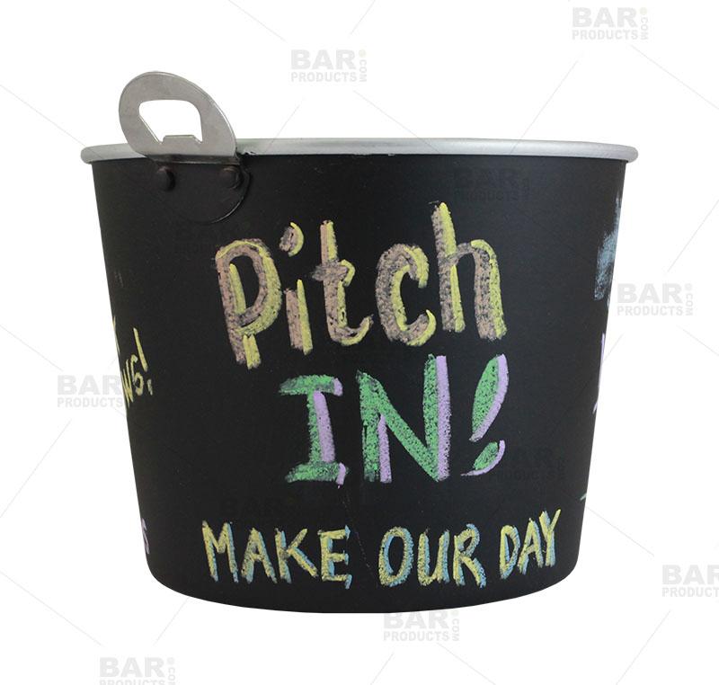 Premium Chalkboard Tip Bucket with Opener - Perfect for Bars, Restaurants & Home Use - Durable & Stylish Serving Container