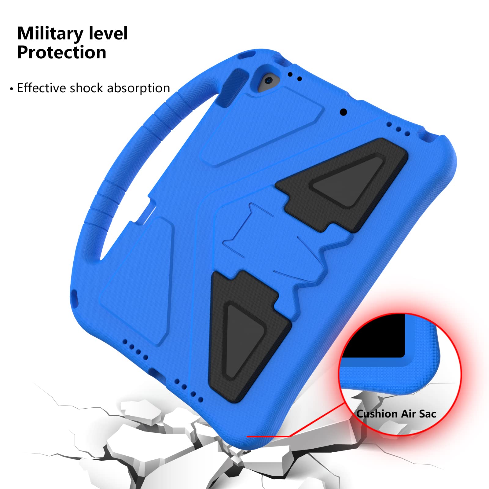 Shockproof Kids iPad Case for iPad 10.2 9th/8th/7th Gen - Durable EVA Handle Stand with Pencil Holder, Protective Full Cover for Boys & Girls (Blue) | Perfect for School, Travel & Playtime