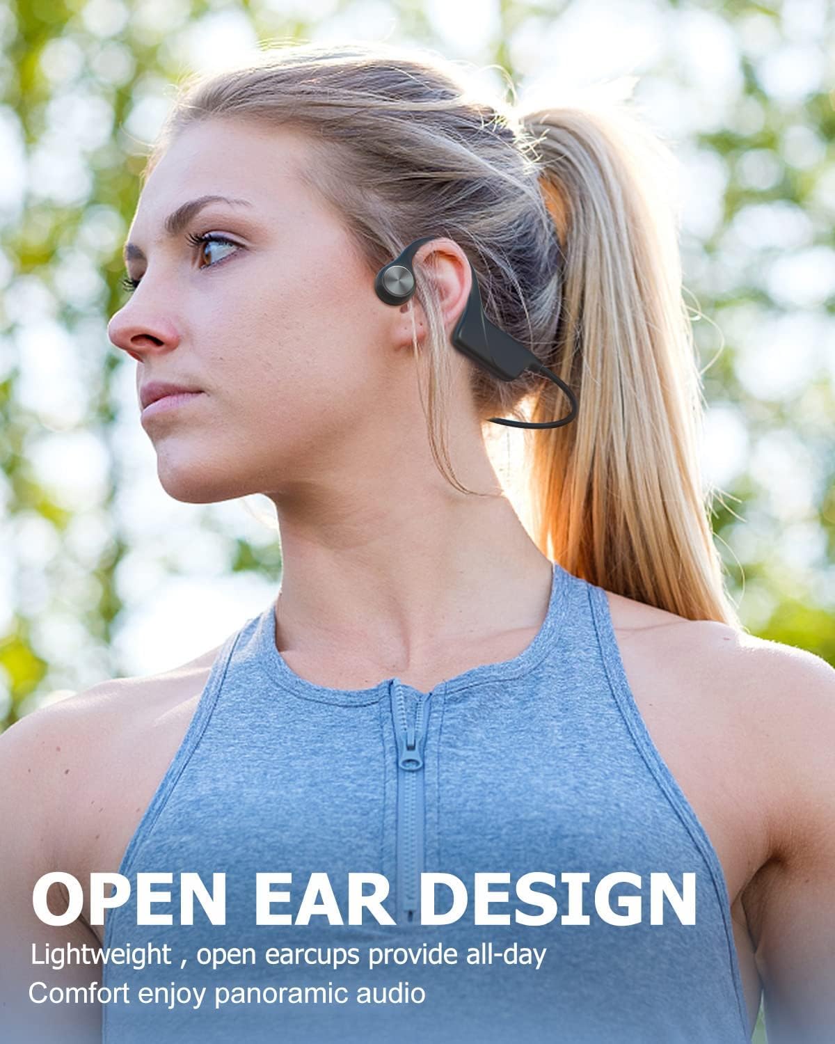 MONODEAL Bluetooth 5.3 Bone Conduction Headphones - Open Ear Wireless Headset with Microphone, IPX5 Waterproof, 8H Battery Life - Perfect for Running, Cycling, Gym Workouts & Outdoor Sports Activities