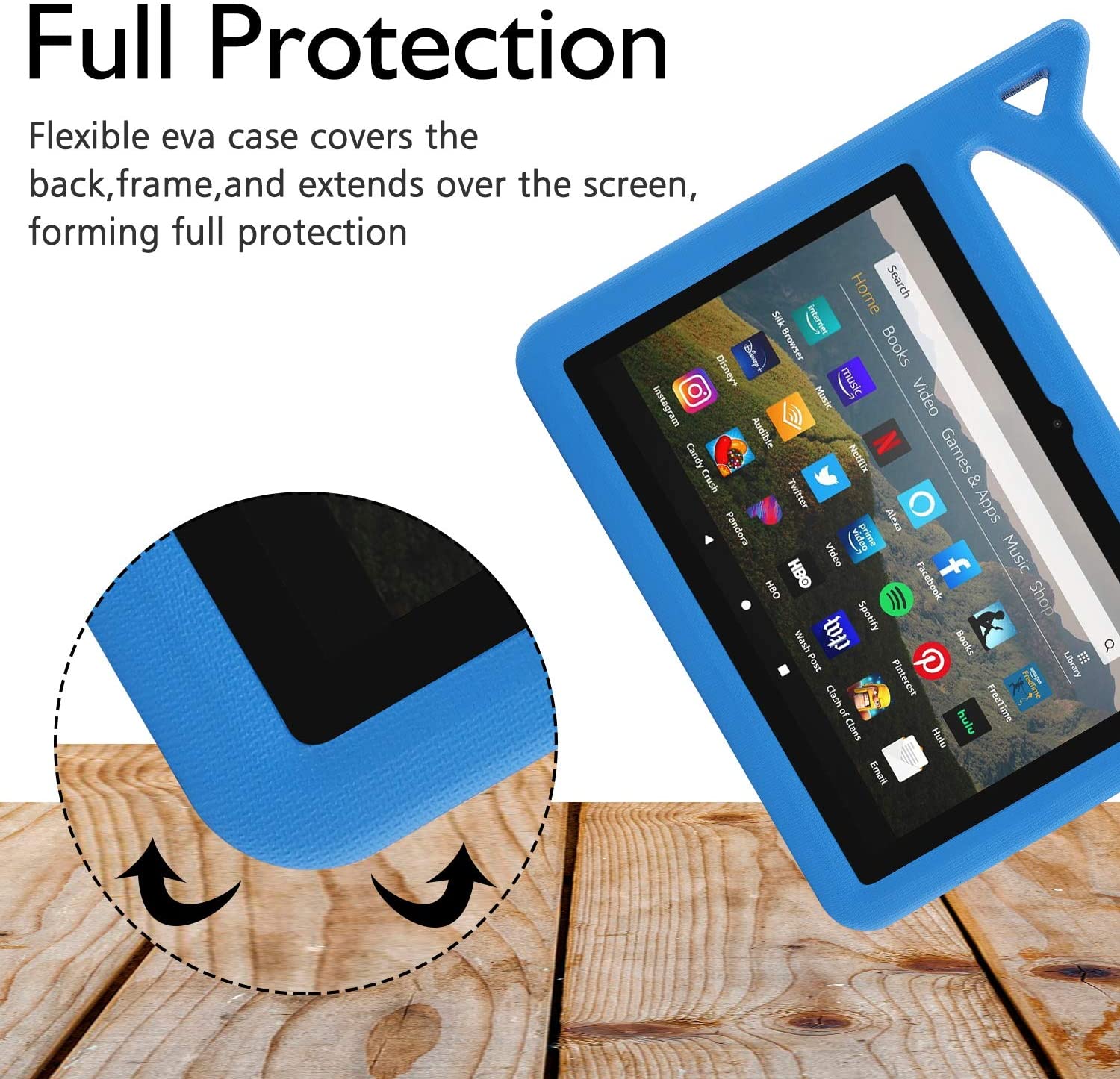 MOKO Shockproof Case for Kindle Fire HD8/8Plus (2020/2022) - Durable Kids Tablet Cover for School, Travel & Home Use