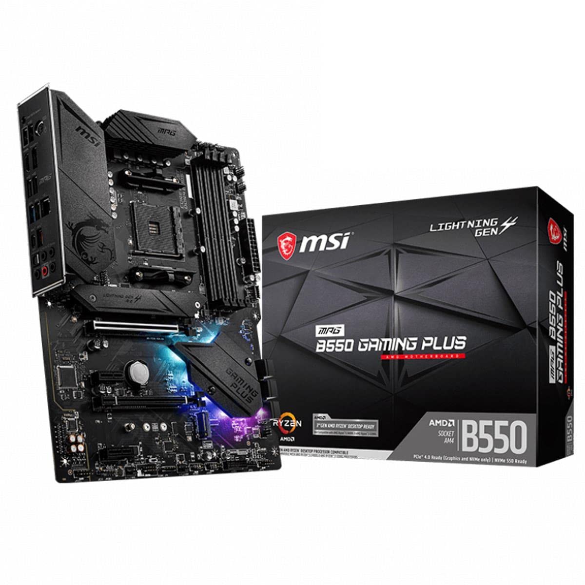 MSI MPG AMD B550 Gaming Plus Socket AM4 ATX DDR4-SDRAM Motherboard - High Performance PC Gaming & Streaming Motherboard for Ryzen Processors - Perfect for 4K Gaming, Video Editing & Content Creation