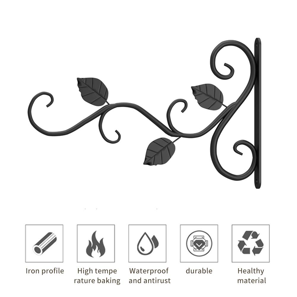 2 Pack Heavy Duty Hanging Basket Brackets - Sturdy Metal Wall Hanger with Screws for Lanterns, Planters & Bird Feeders | Outdoor Garden Decor, Patio & Fence Hanging Solution