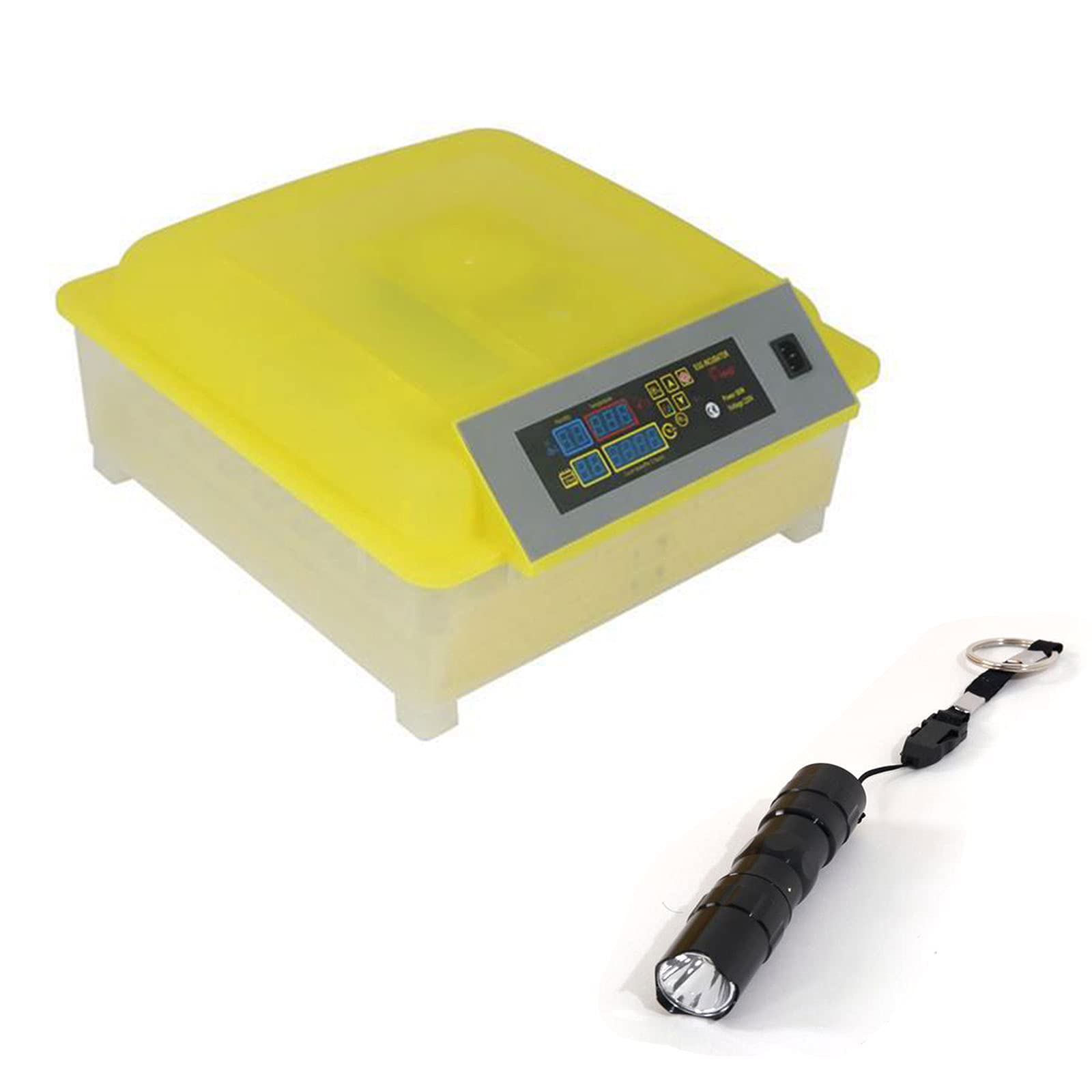 CACAR 48-Egg Automatic Poultry Incubator - Fully Automatic Egg Hatcher with Digital Temperature Control (US Standard) Yellow & Transparent Design - Perfect for Chicken, Duck, Quail & Bird Egg Hatching at Home or Farm