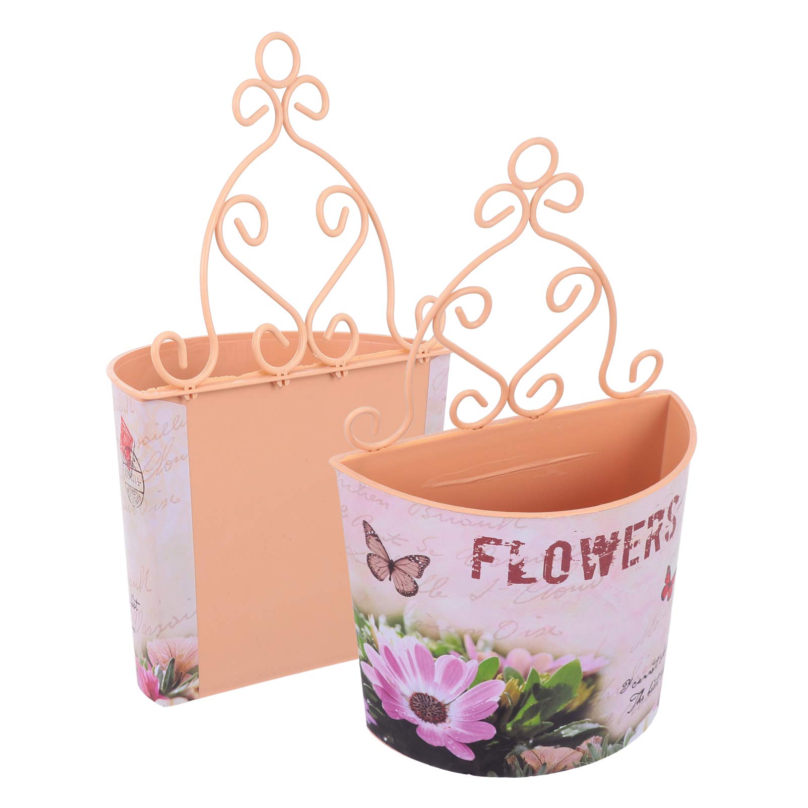 YARNOW Metal Wall Planter Set of 2 - Rustic Hanging Wall Vase & Flower Bucket Holder for Succulents, Herbs, Plants - Perfect for Indoor/Outdoor Garden Decor, Living Room, Patio, Balcony