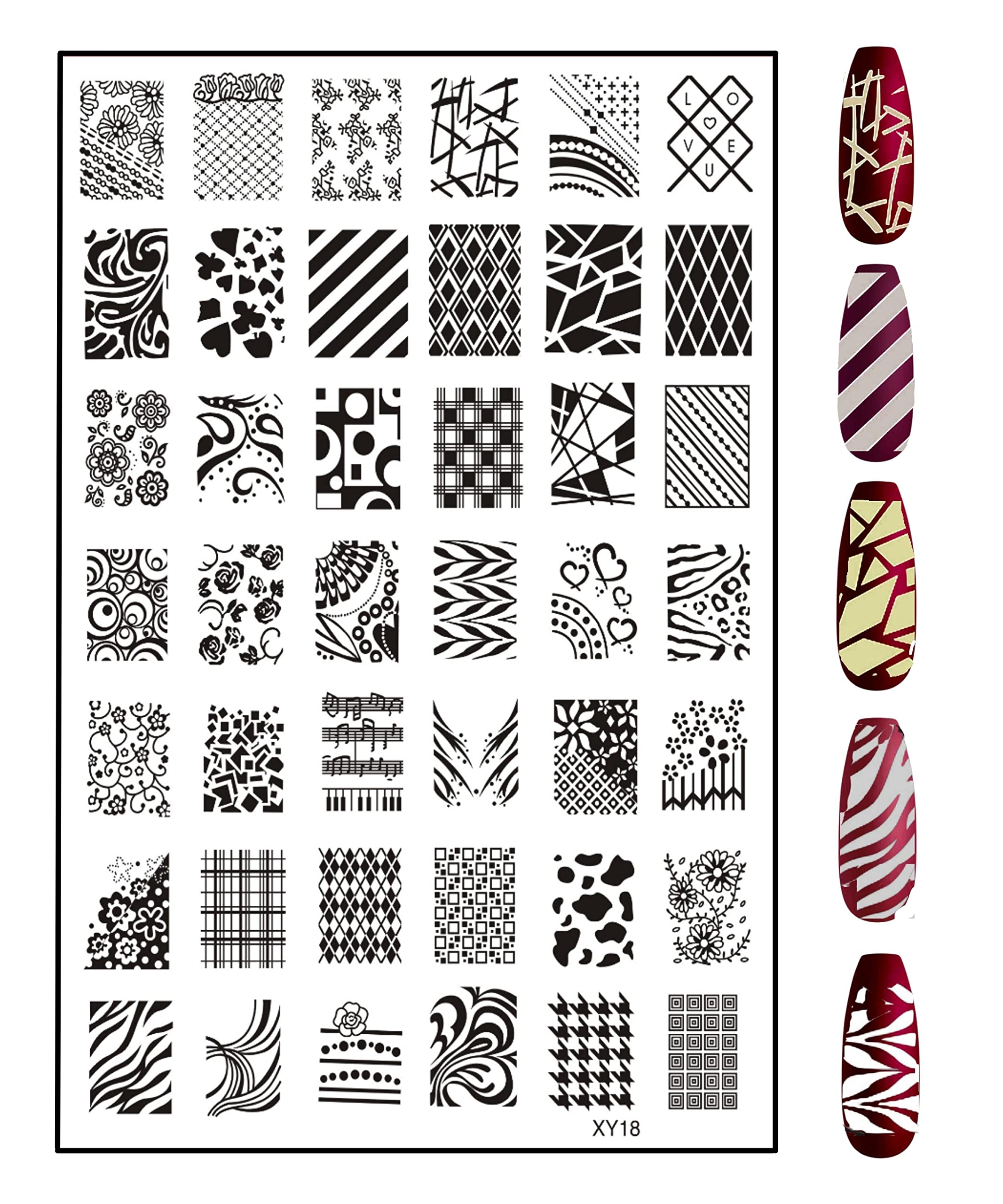 RoyalKart Professional Nail Art Kit for Women & Girls - 3-Piece Nail Stamping Set with Stamper, Scraper & Finger Tip Guide (XY15, XY10, XY18) | DIY Manicure Tools for Home Salon, Party Nail Design & Gift Ideas