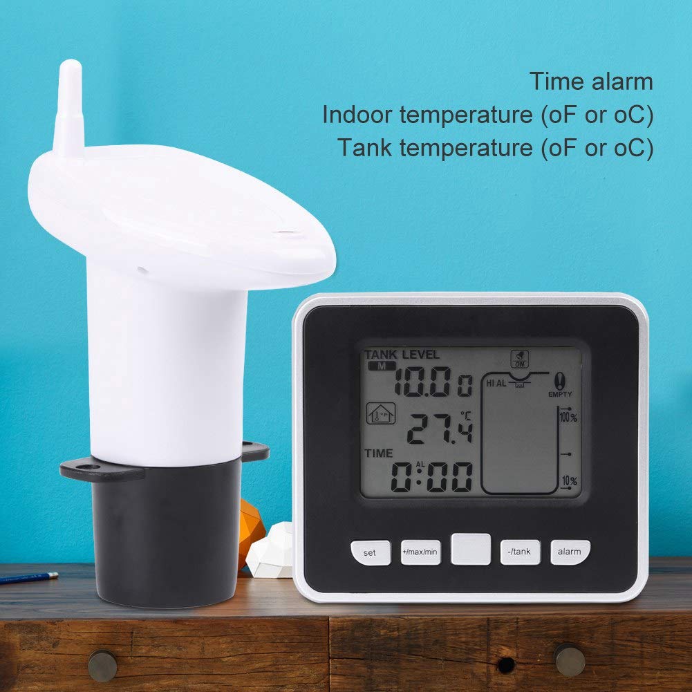 Liukouu Ultrasonic Water Level Sensor with Touch Control - Black | High Precision Liquid Level Detection for Tanks, Pools, and Industrial Applications