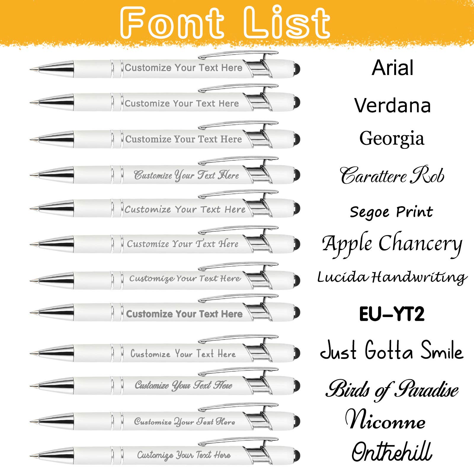 504 Pcs Custom Engraved Metal Pens with Stylus - Personalized Name, Message & Logo - Click Action Ballpoint Pens for Men & Women - Ideal for Business, Office & Gifts - Black Ink