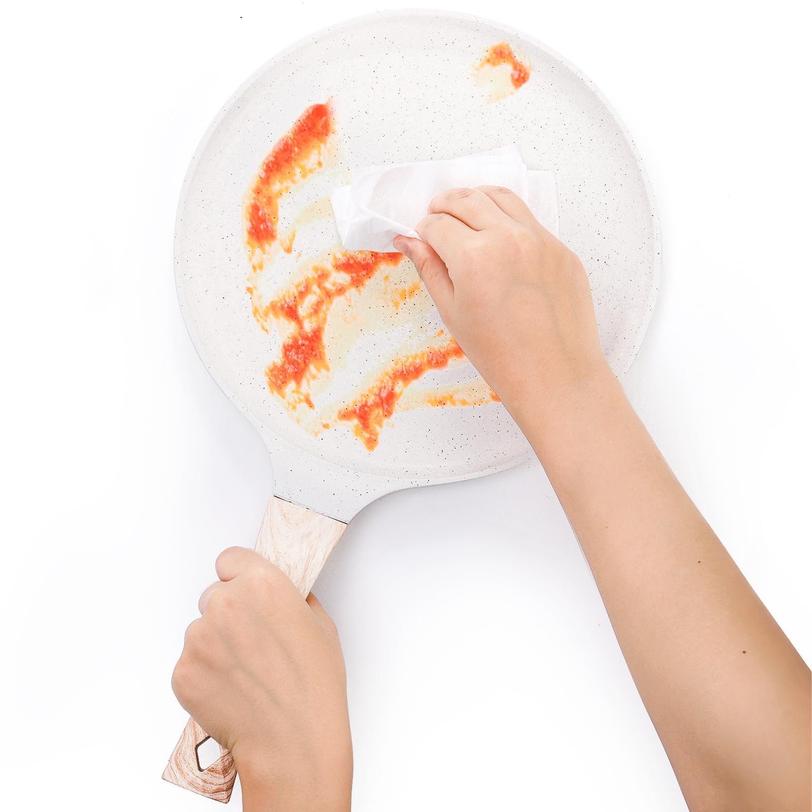 Hiceeden 10-Inch Nonstick Ceramic Crepe Pan with Spreader - Detachable Handle, Induction Compatible, PFOA Free Tortilla & Pancake Griddle for Gas, Electric & Induction Stoves - Perfect for Crepes, Dosas, Tortillas & More (White)