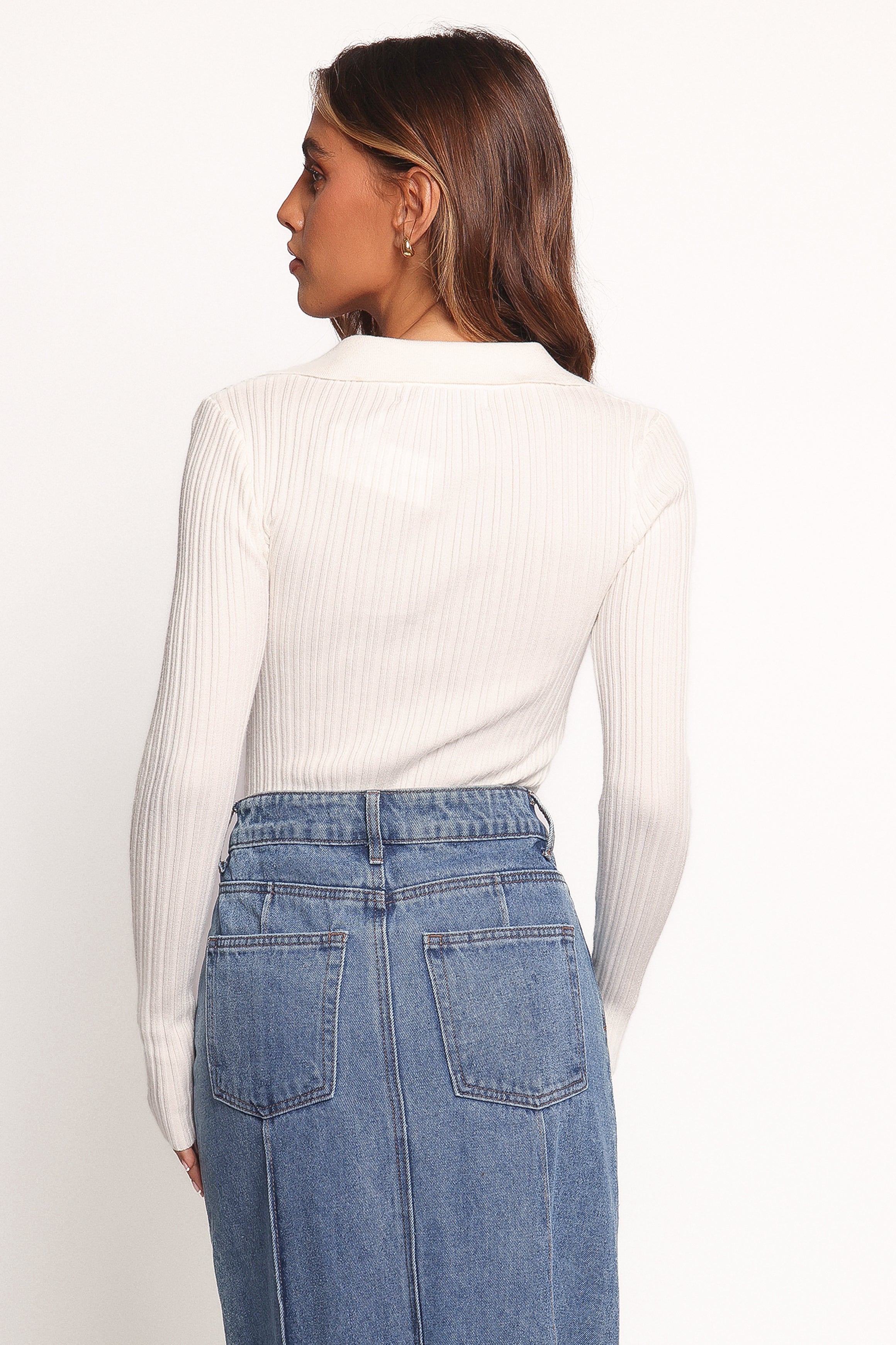 Emmerson Women's Long Sleeve Knit Top - Soft Comfortable White Sweater for Fall & Winter | Casual Office Wear & Layering Essential