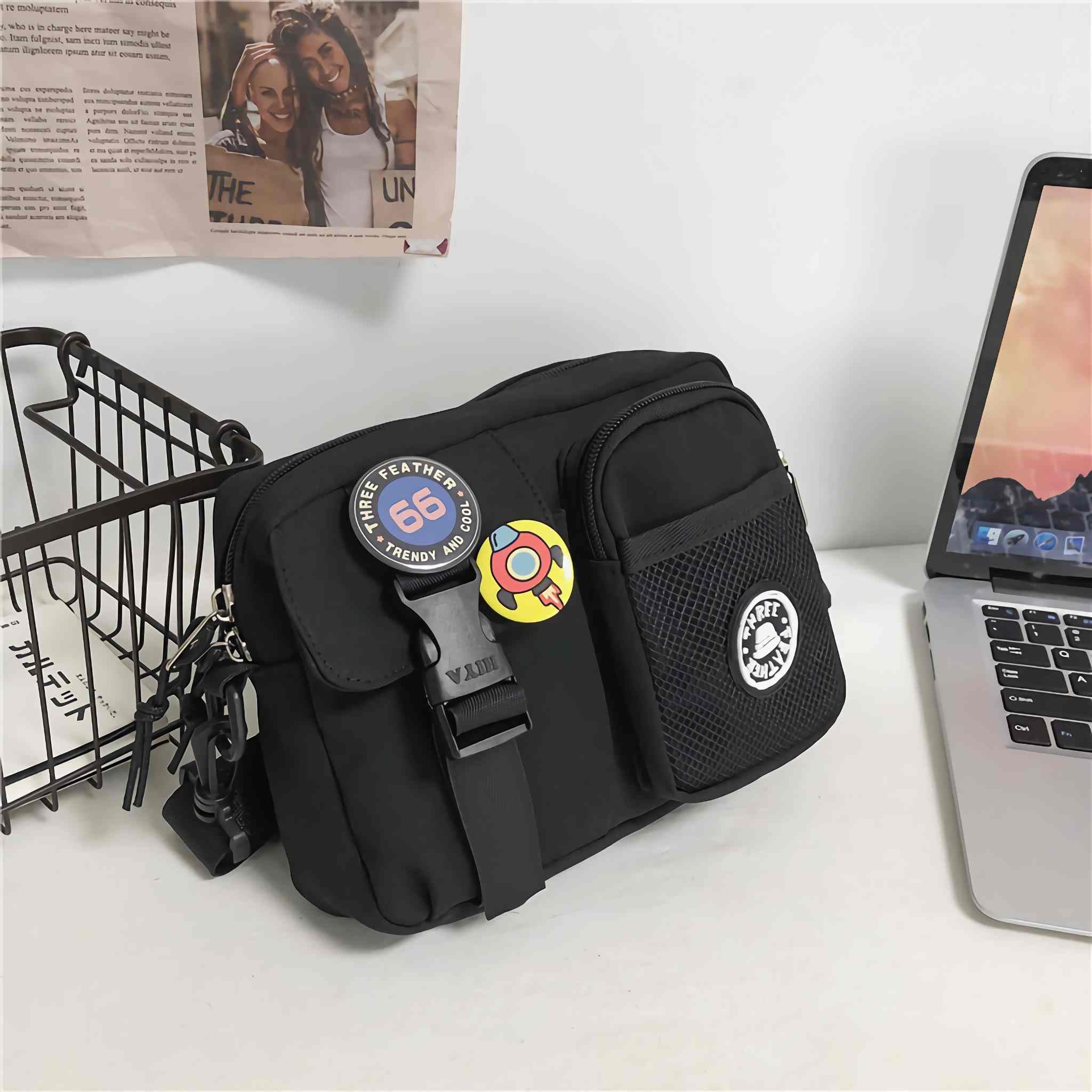 Lefe Liee Men's Black Crossbody Bag - Small Messenger Sling Shoulder Bag for Men | Durable & Stylish | Perfect for Travel, Work & Daily Use | Great Gift for Him