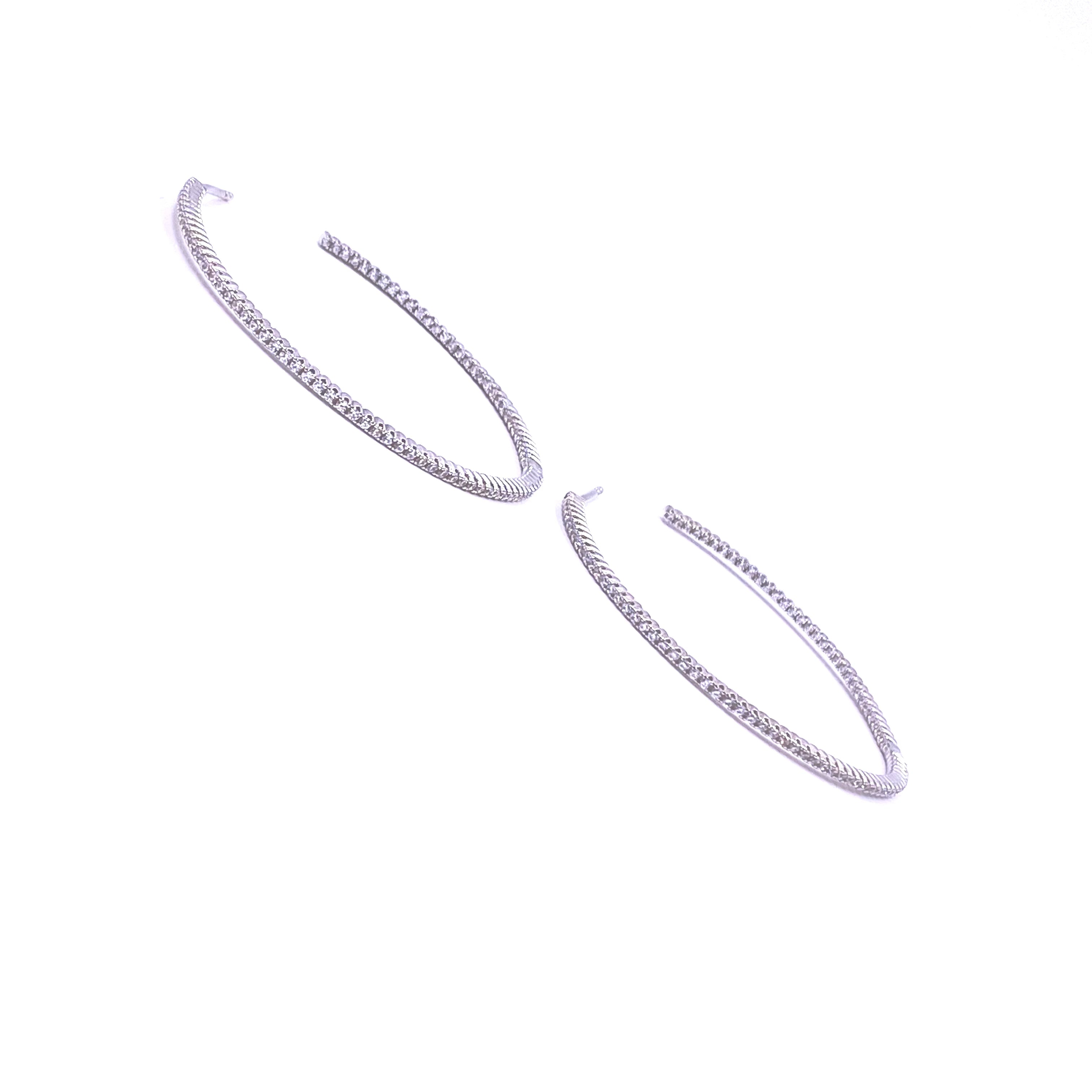 Ashley Gold Sterling Silver Inside/Outside Open Closure CZ Hoop Earrings - Elegant Cubic Zirconia Hoops for Women, Perfect for Parties, Weddings & Everyday Wear