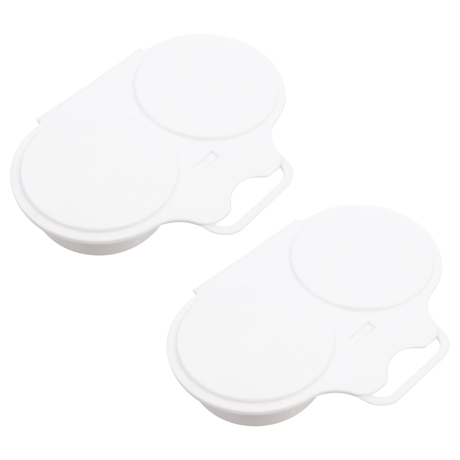 Hemoton Microwave Egg Steamer - 1 Pair Plastic Egg Poacher Cups for Perfect Poached & Steamed Eggs | BPA-Free White Mini Egg Cooker for Breakfast, Keto & Meal Prep | Ideal for Home, Office & Camping