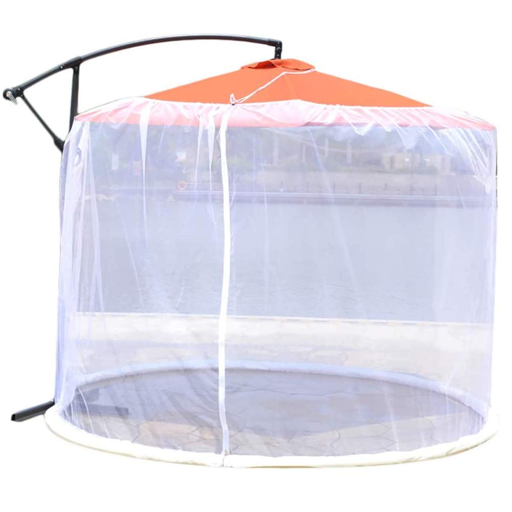 FMOGE White Mosquito Net Cover for Outdoor Umbrella 300x230cm - Zippered Mesh Enclosure for Patio, Garden, Deck Furniture - Perfect for Outdoor Dining, Relaxation & Bug Protection