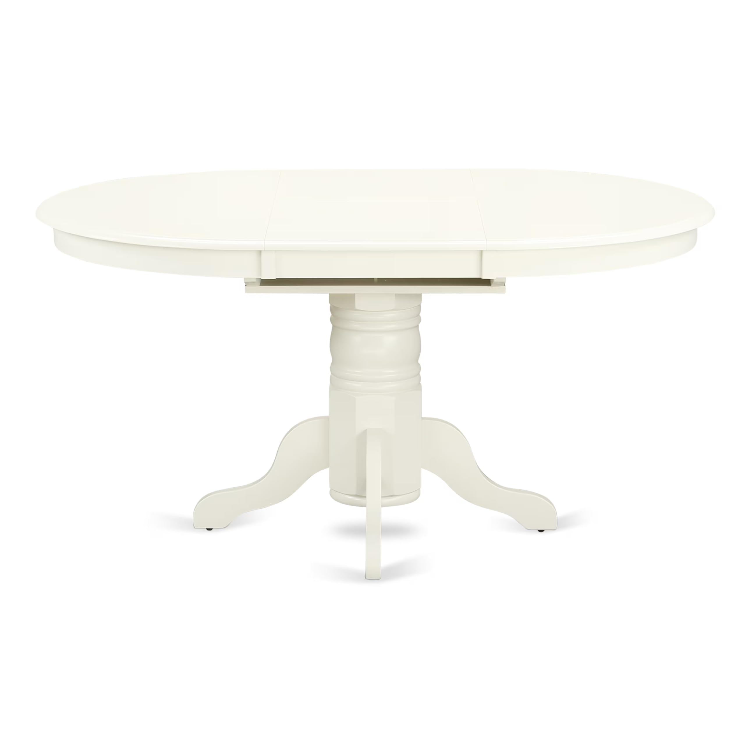 East West Furniture 5-Piece Dining Set with Oval Table & 4 White Faux Leather Chairs - 42x60 Inch Linen White Kitchen Table with Butterfly Leaf Extension - Perfect for Small Spaces, Breakfast Nooks & Compact Dining Rooms