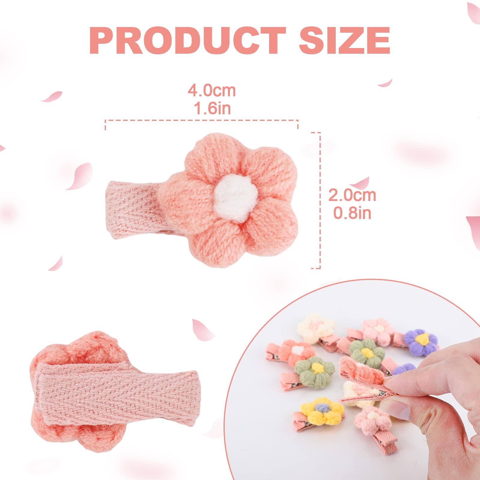 12PCS Baby Hair Clips Set - Soft Plush Flower Hairpins for Girls, Cute Hair Accessories for Toddlers & Infants - Perfect for Parties, Photos & Daily Styling