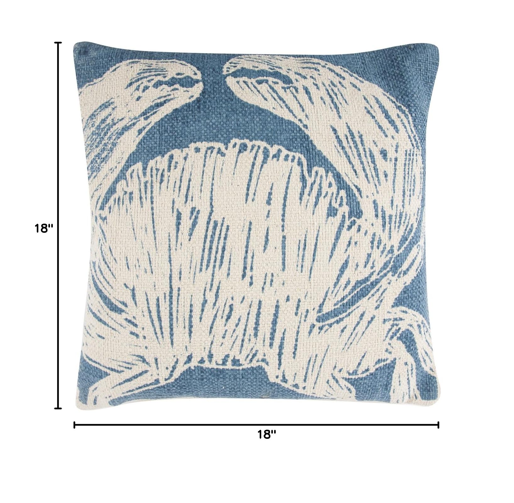 Thomas Paul Crab Sketch Throw Pillow 18x18 Inches - Coastal Home Decor, Nautical Living Room Accent, Beach House Throw Pillow for Sofa, Bed & Outdoor Seating