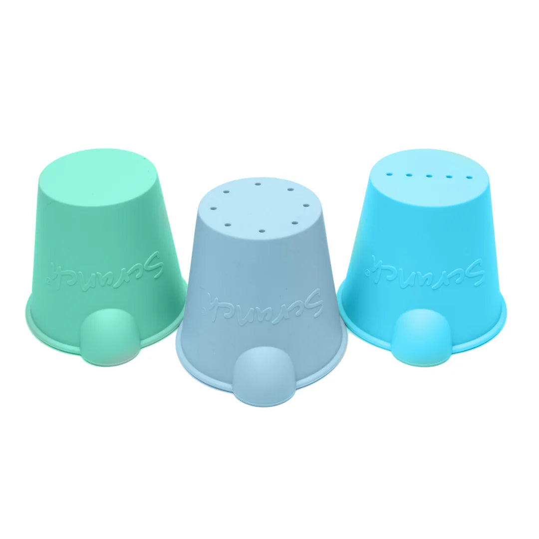 Scrunch Mini Bucket Sensory Play Set of 3 - Textured Sensory Toys for Kids, Toddler Learning & Development - Perfect for Bath Time, Beach Play & Sensory Bins