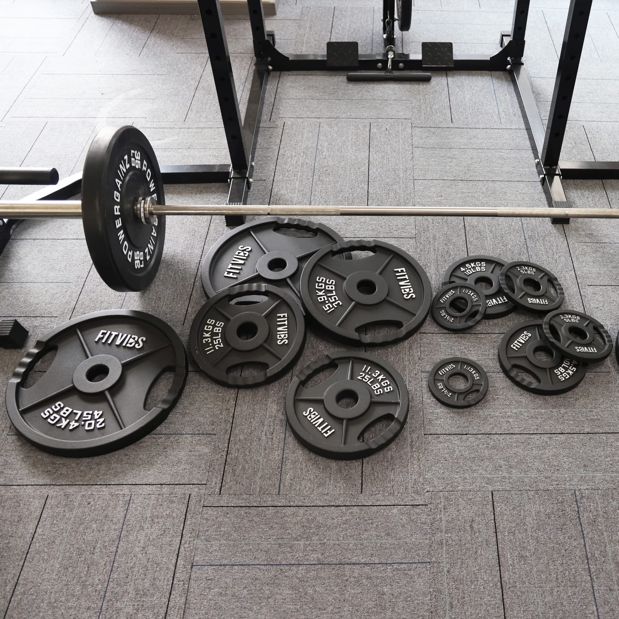 Olympic Cast Iron Weight Plates for Strength Training & Weightlifting - Pair, Set, or Combo with Barbell - Multiple Sizes for Home Gym & CrossFit Workouts