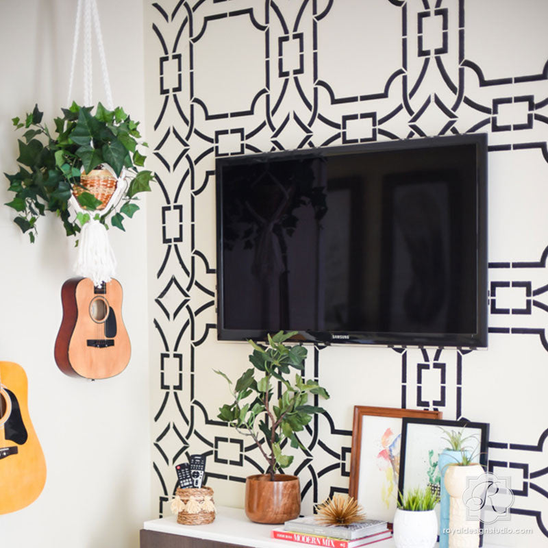 Contempo Trellis Wall Stencil - Reusable DIY Home Decor Painting Template for Walls, Furniture & Crafts | Perfect for Bedroom, Nursery, Living Room & Office Accent Walls