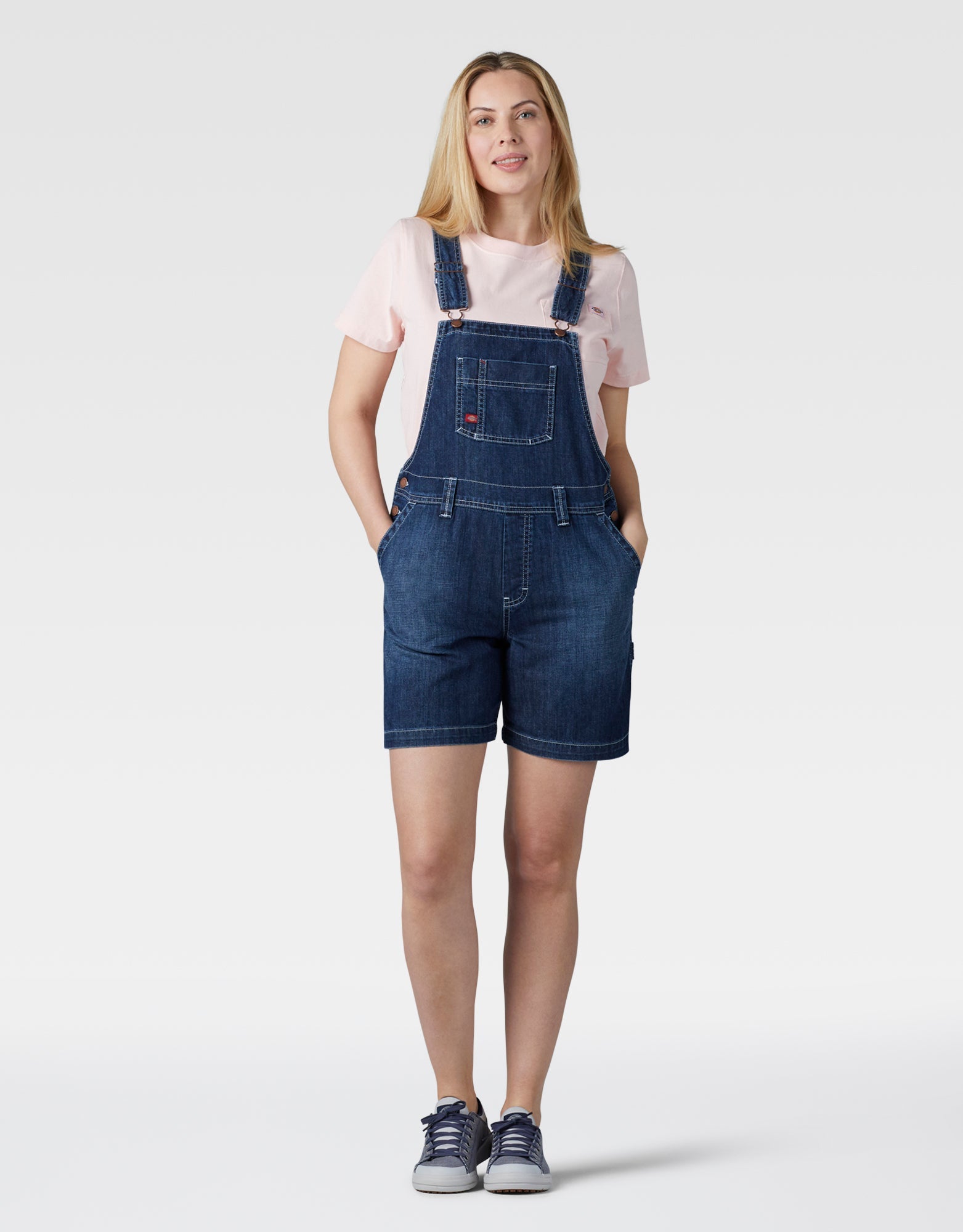 Dickies Women's Relaxed Fit Bib Shortall - Comfortable Denim Overalls for Work & Casual Wear | Perfect for Gardening, DIY Projects & Everyday Outfits