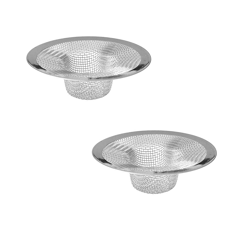 Stainless Steel Shower & Sink Drain Hair Catcher - 2 Pack (3.54 Inch) by Lechay | Bathroom Tub Drain Protector for Hair Clog Prevention | Perfect for Showers, Bathtubs, and Sink Drains