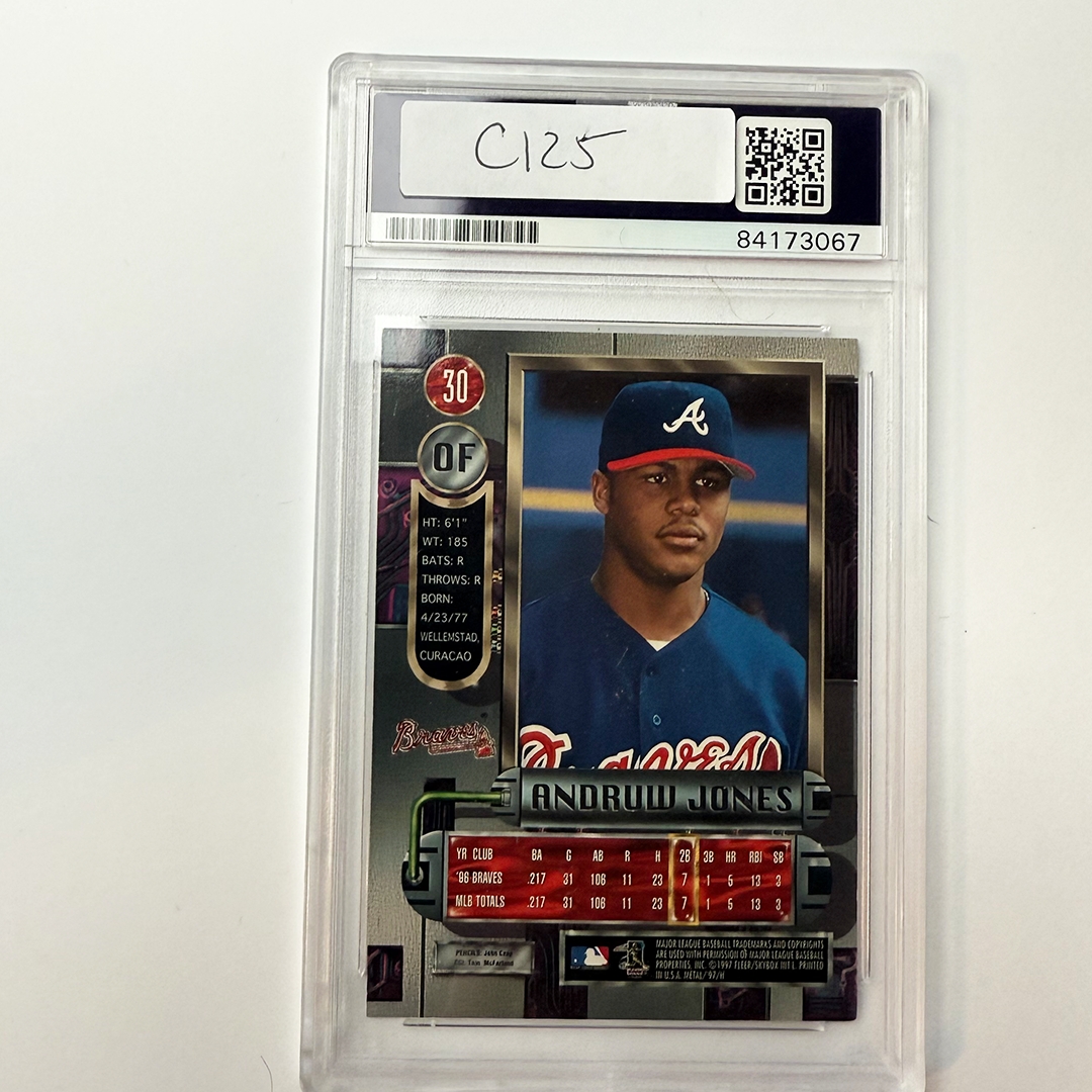 Andruw Jones Signed 1997 Fleer Metal Universe #30 PSA Certified Authentic Baseball Card - Perfect for Collectors, Sports Memorabilia Displays & Braves Fans Gifts