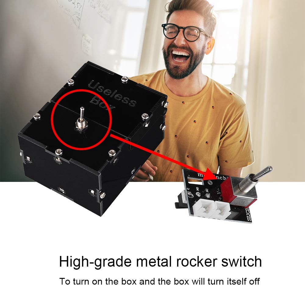 Mini Funny Useless Box Toy - Automatic Switch On/Off Gadget for Stress Relief & Office Desk Decor | Perfect Prank Gift for Friends & Family