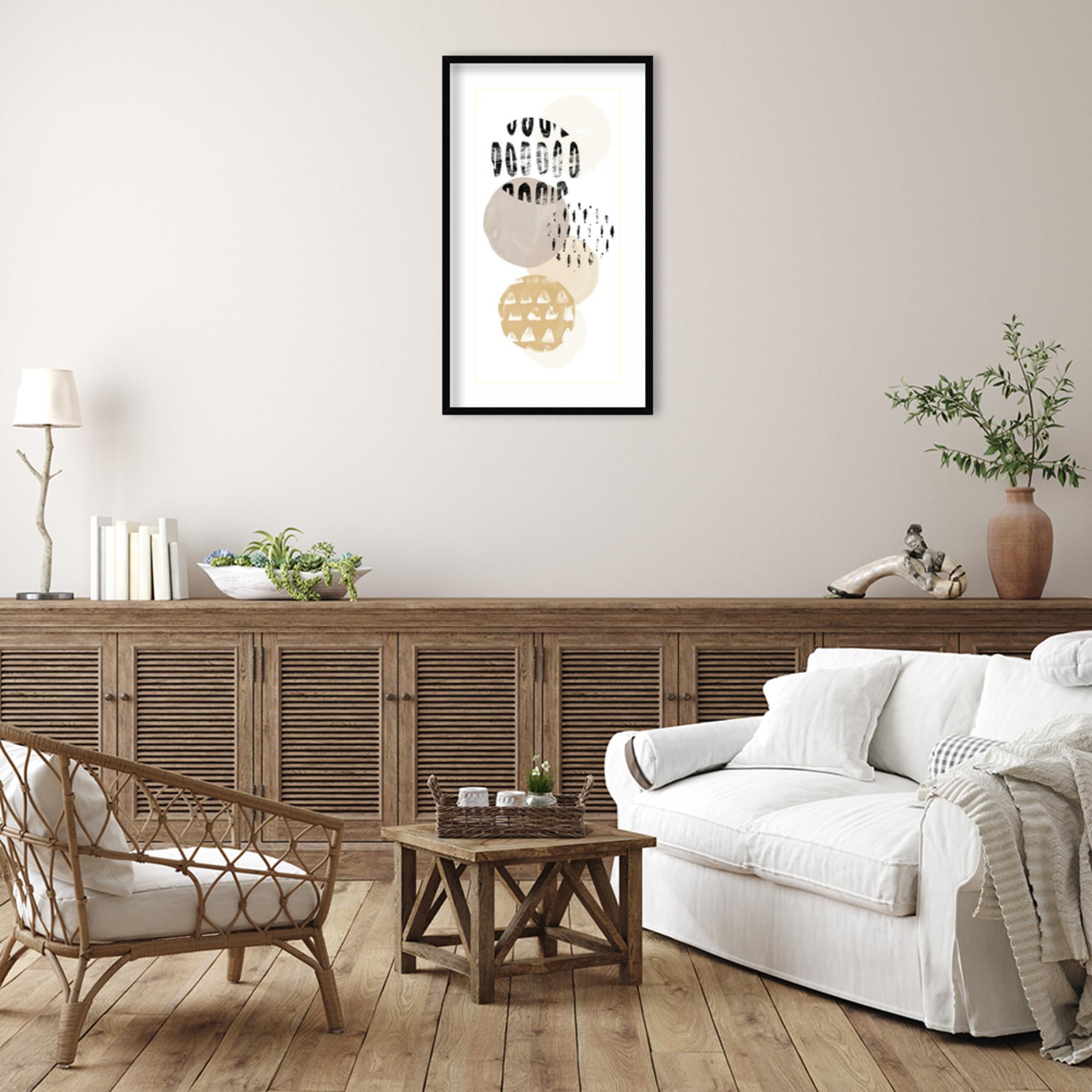 Amanti Art Framed Wall Art Print - 41x24 Circular Synergy III Abstract Painting by June Erica Vess | Modern Contemporary Decor for Living Room, Bedroom, Bathroom | Large Framed Poster Artwork for Home & Office Decor
