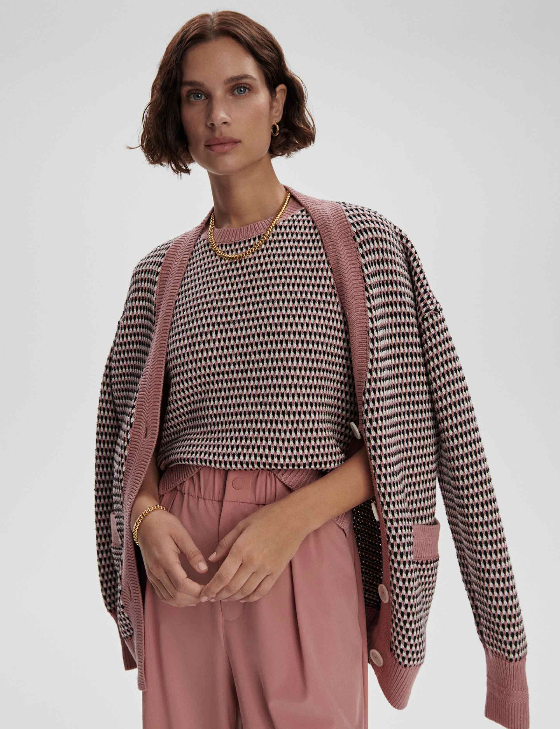 Knowles Textured Knit Vest for Women - Soft & Stylish Woodrose Color, Perfect for Layering in Fall & Winter Outfits