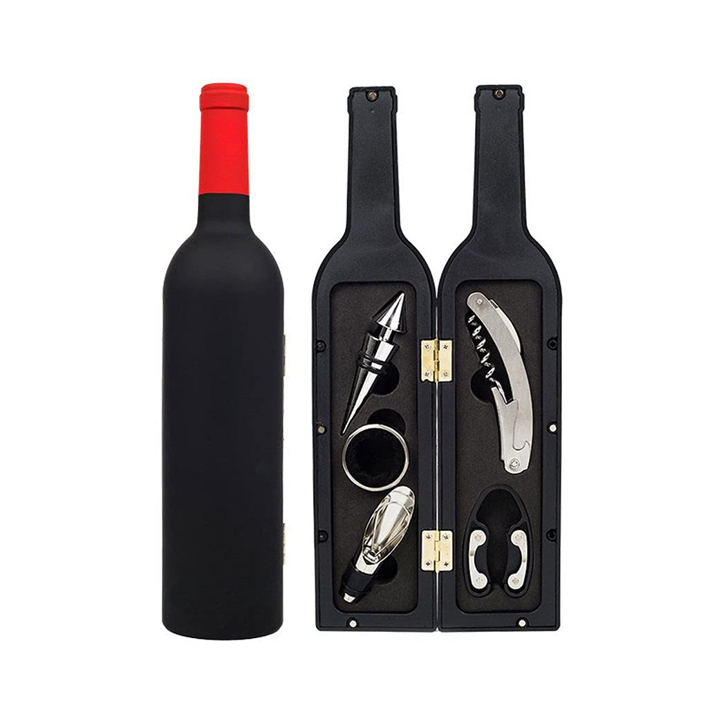 Premium 3-Piece/5-Piece Wine Bottle Opener Set with Bottle-Shaped Holder - Corkscrew, Foil Cutter & Waiter's Friend - Ideal for Home Bars, Wine Gifts & Entertaining (Red, 5-Piece Set)