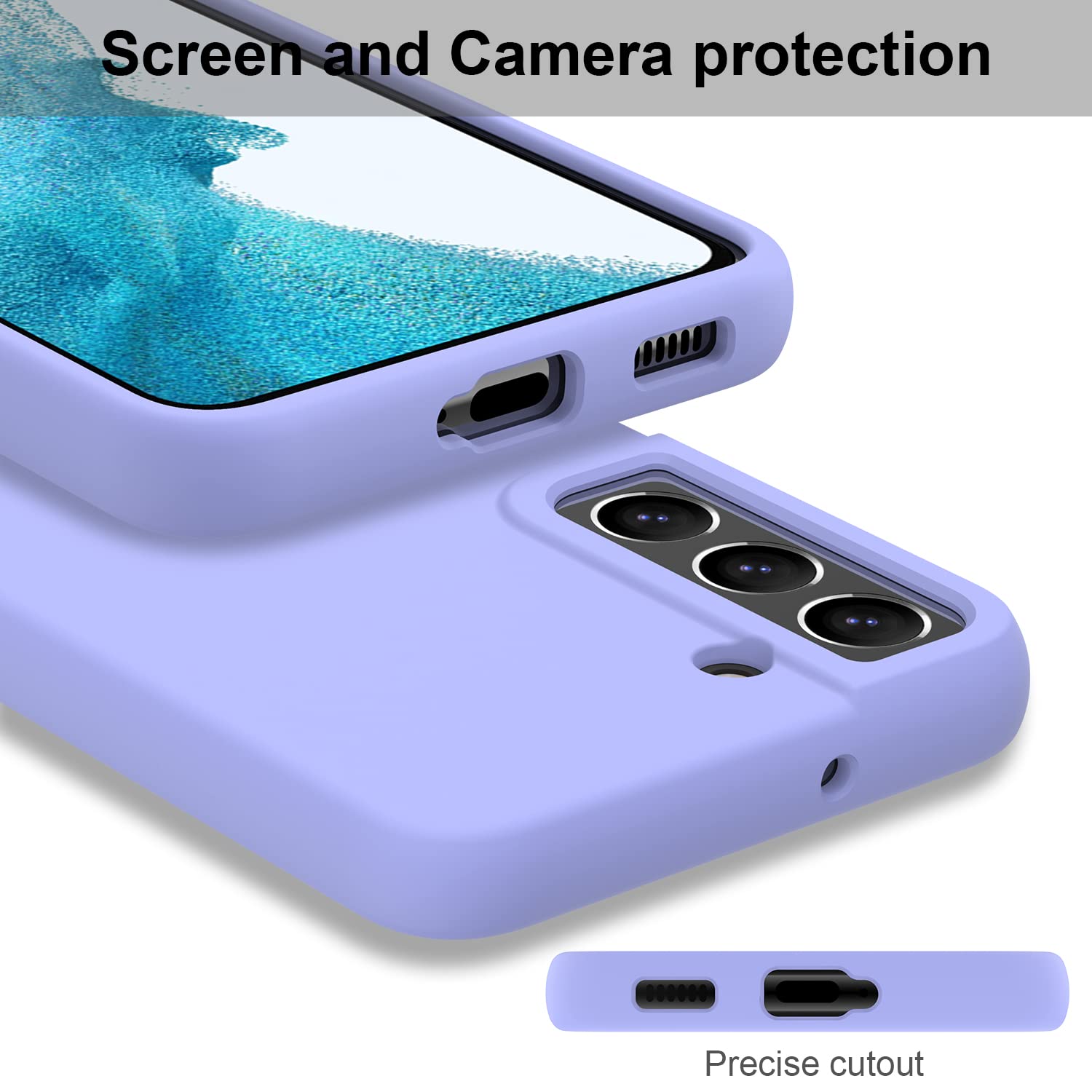 DEENAKIN Samsung Galaxy S22 Case - Soft Flexible Silicone Gel Cover with Shockproof Protection | Slim Fit Full Body Bumper Case in Lavender Purple | Perfect for Everyday Use, Travel & Outdoor Activities
