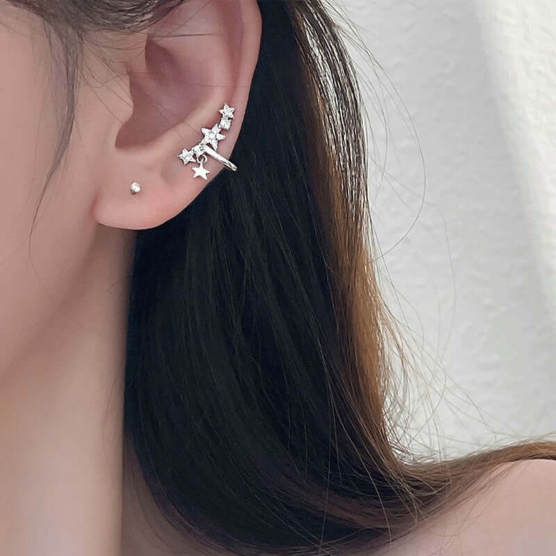 No-Piercing Celestial Star Ear Cuffs & Ear Climbers for Women | SE2098 | Elegant Non-Pierced Ear Jewelry for Parties, Weddings & Special Occasions