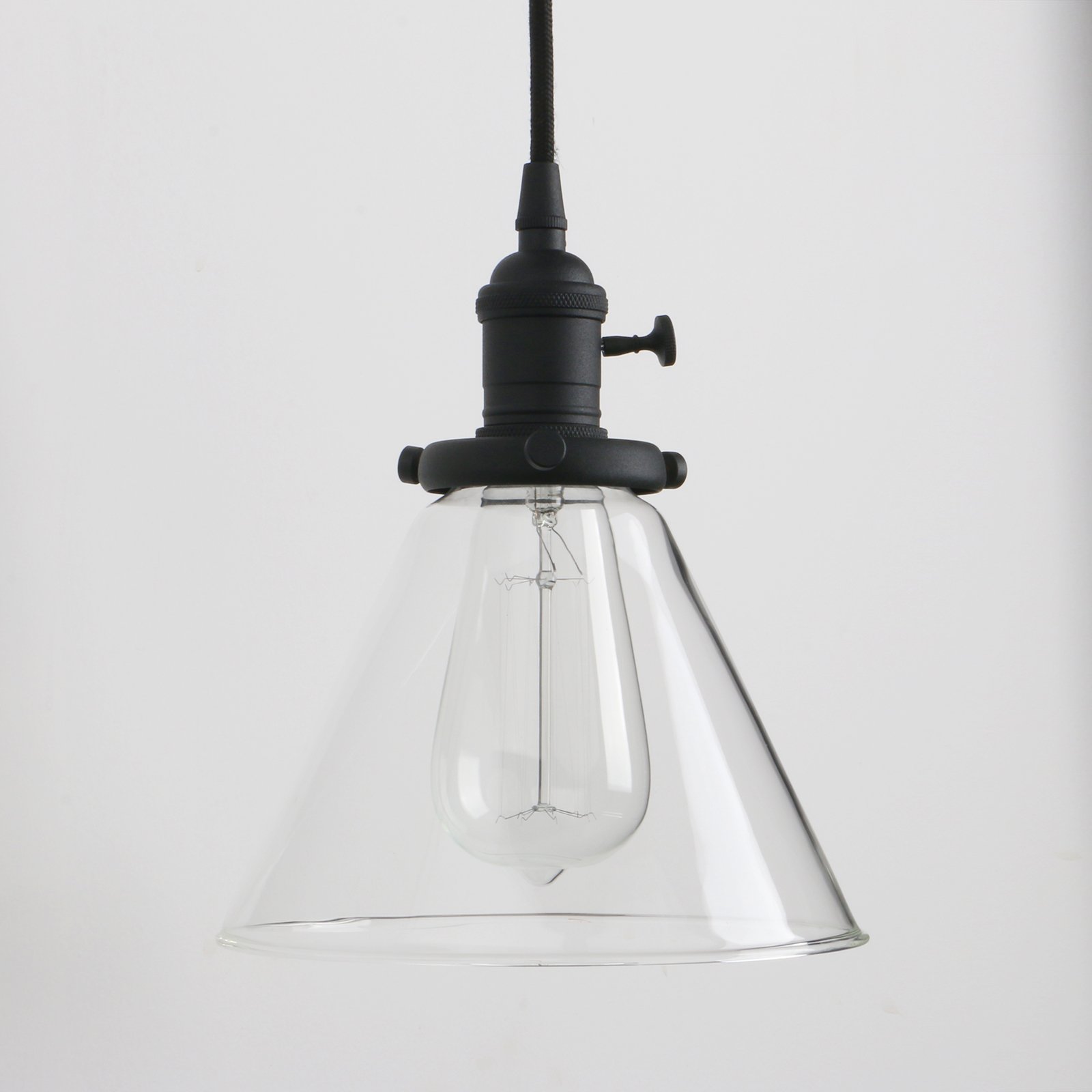 Vintage Rustic Industrial 3-Light Kitchen Island Chandelier - Triple Head Pendant Ceiling Light with Clear Glass Shades - Perfect for Farmhouse, Loft & Industrial Style Dining Rooms (Black)