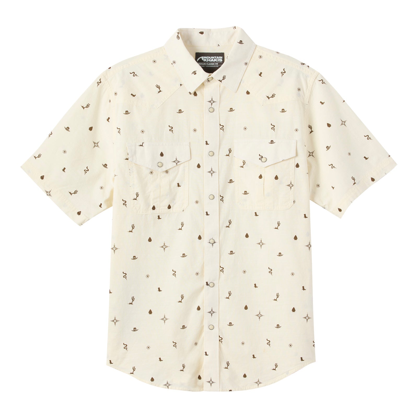 Rodeo Printed Short Sleeve Woven Shirt for Men - Western Cowboy Style Casual Button Up Top for Summer Outdoor Rodeo Events and Country Music Festivals