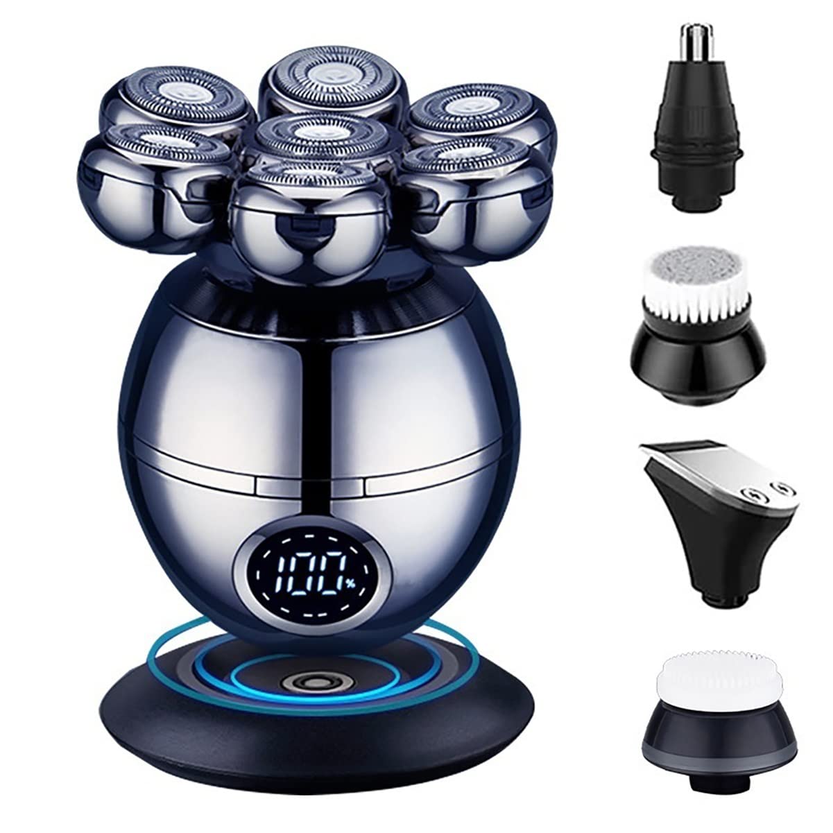 7D Electric Head Shaver for Bald Men - Waterproof 7-Blade Floating Razor with LCD Display & Multifunction Trimmer | Perfect for Travel, Gym & Daily Shaving Routine