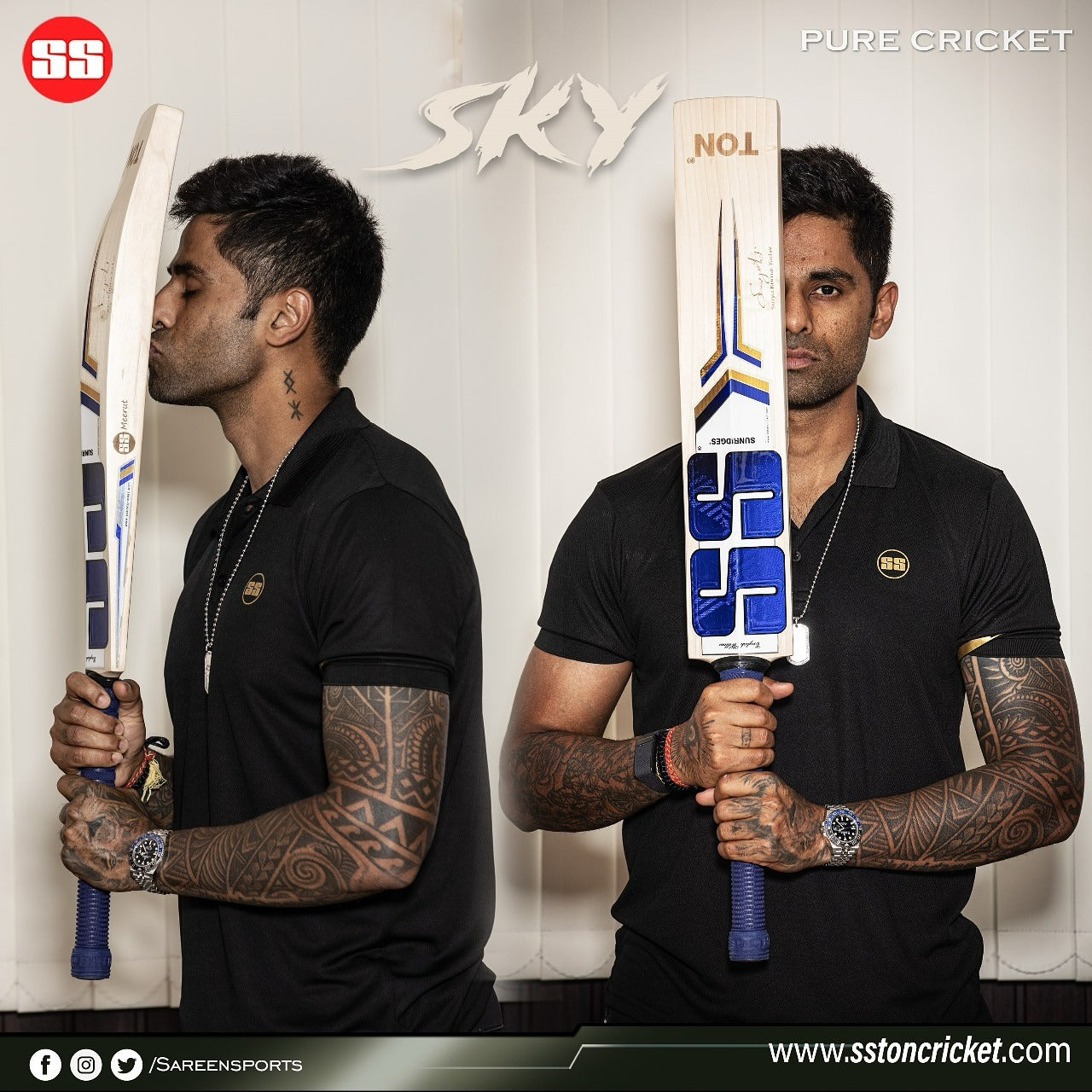 SS Ton Surya Kumar Yadav (SKY) Original Cricket Bat - Professional Grade Willow for Match Play - Perfect for Practice, Tournaments & Cricket Enthusiasts