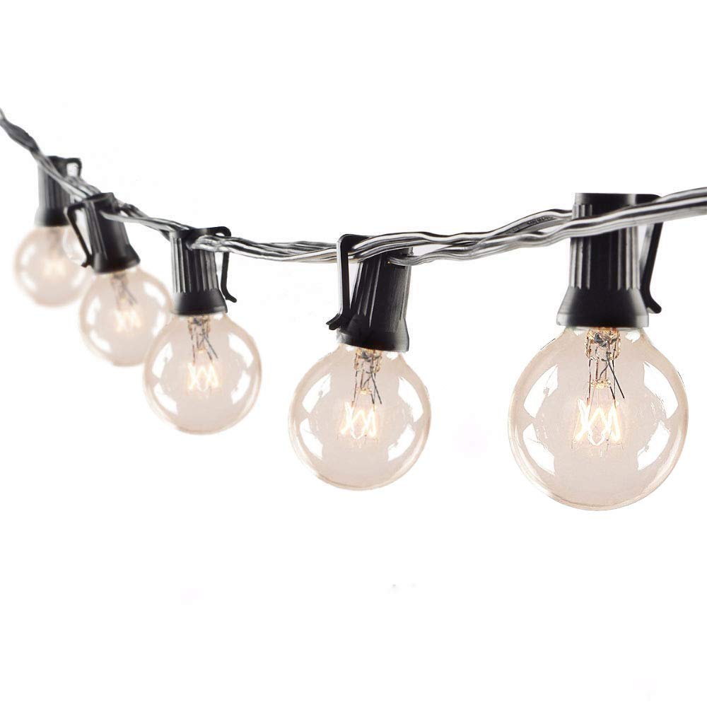 75ft Outdoor String Lights with 80 G40 Bulbs (Includes 5 Spare) - Connectable Globe Lights for Patio, Backyard, Pergola & Party Decor - Weatherproof Black Wire - Perfect for Weddings, BBQs & Outdoor Dining