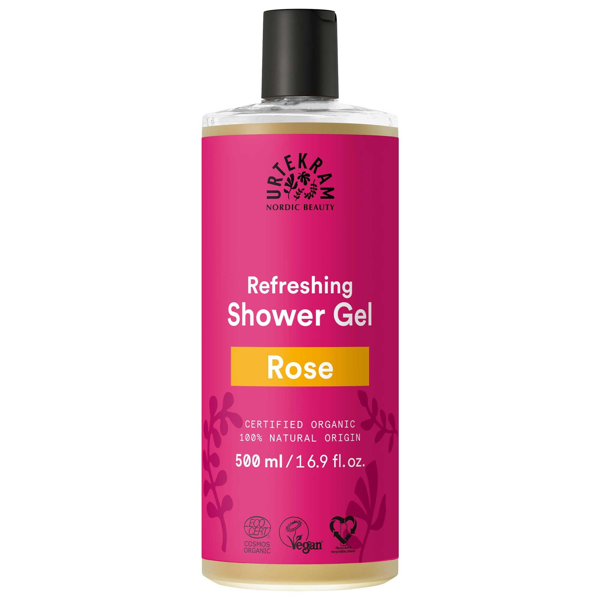 URTEKRAM Rose Shower Gel 500ml - Natural & Hydrating Body Wash for Soft Skin | Perfect for Daily Shower & Spa Relaxation