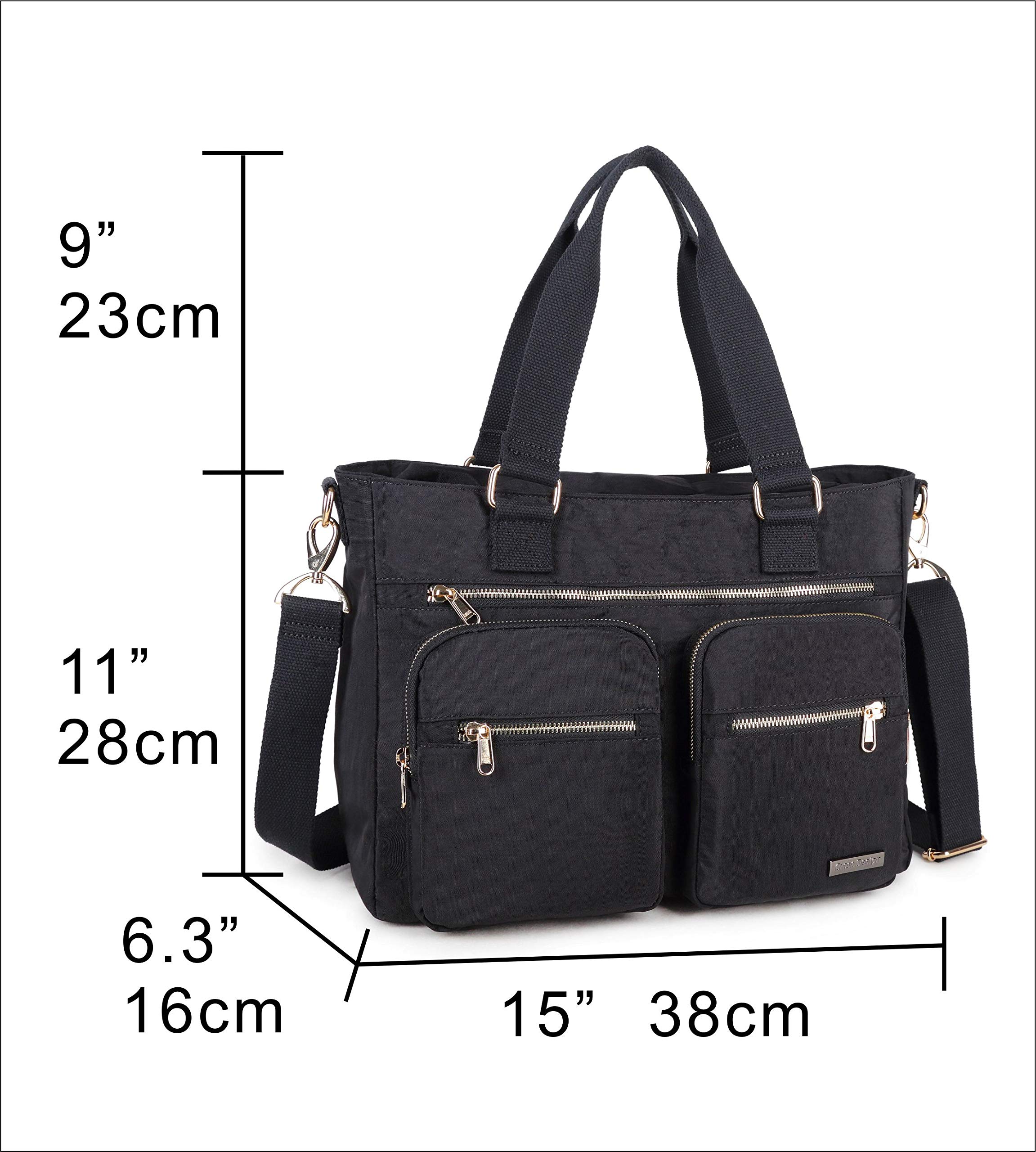 Crest Design Nylon Laptop Shoulder Bag for Women - Lightweight Tote Organizer for Work, Travel, School, Teacher & Nurse - Perfect for Daily Commute, Office & Business Trips