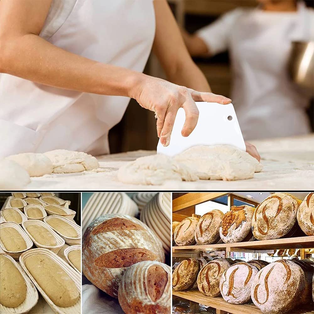 Meltset 2-Pack Round Natural Rattan Bread Proofing Baskets (7.1 Inch) with Bread Lame, Dough Scraper & Linen Liner - Professional & Home Baking Supplies for Sourdough, Artisan Bread Making