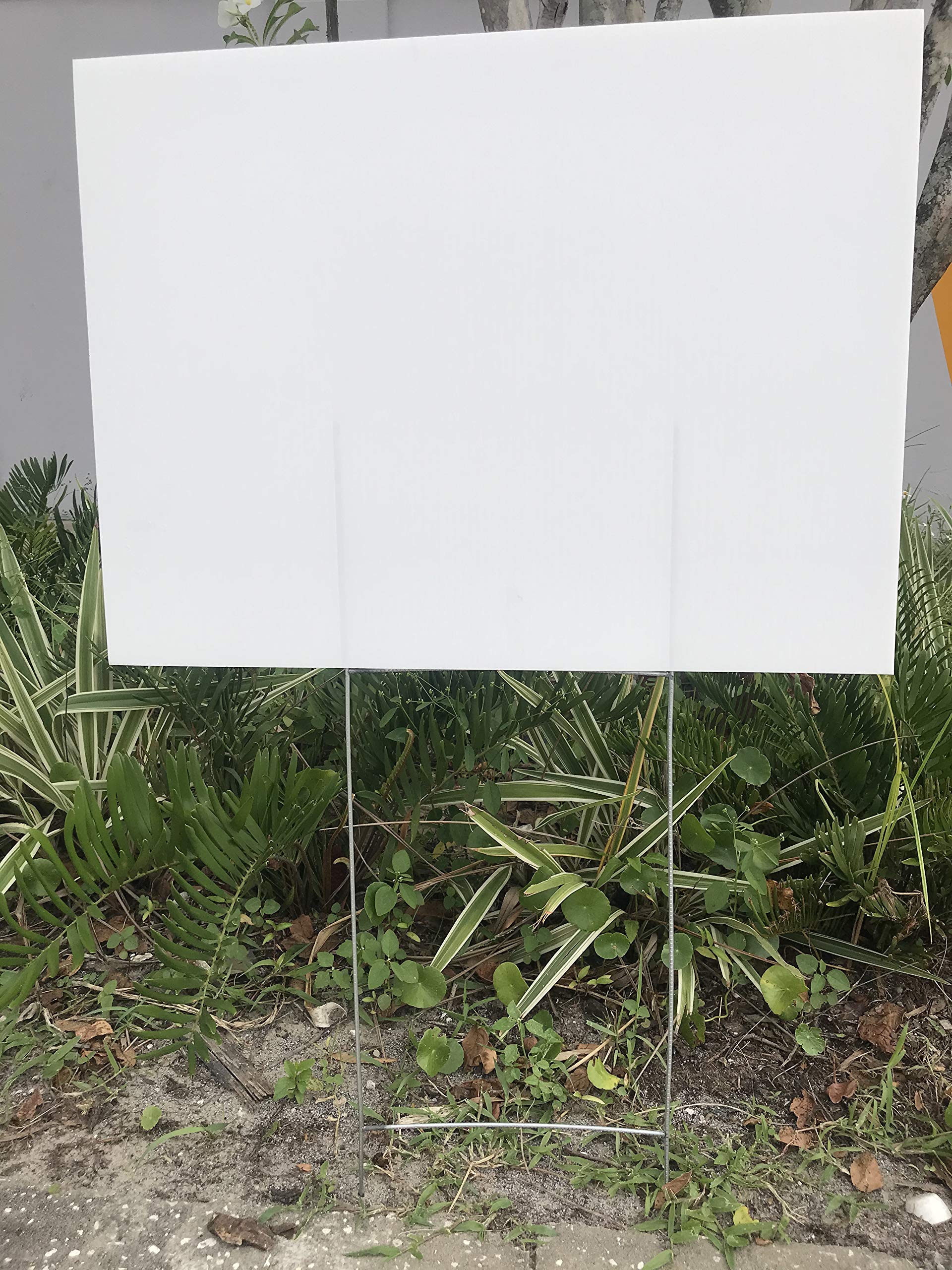 50-Pack Durable 18x24 Inch Corrugated Plastic Yard Signs with 10x24 Inch Metal H-Frame Stakes - White, 4mm Thick - Same Day Shipping for Campaigns, Real Estate, and Outdoor Advertising