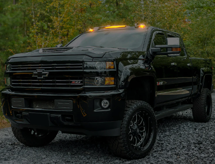 GMC & Chevy 2015-2019 Heavy Duty 3-Piece Cab Roof LED Amber Lights - Amber Lens for Off-Road, Truck, and Work Vehicle Lighting