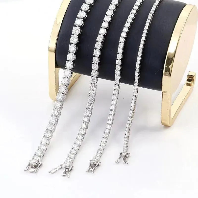 10K Real Gold Moissanite Tennis Bracelet for Women - 2-3mm D Color VVS1 Moissanite Diamond Link Chain Bangle (Passes Diamond Tester) - Perfect Gift for Anniversary, Wedding & Special Occasions