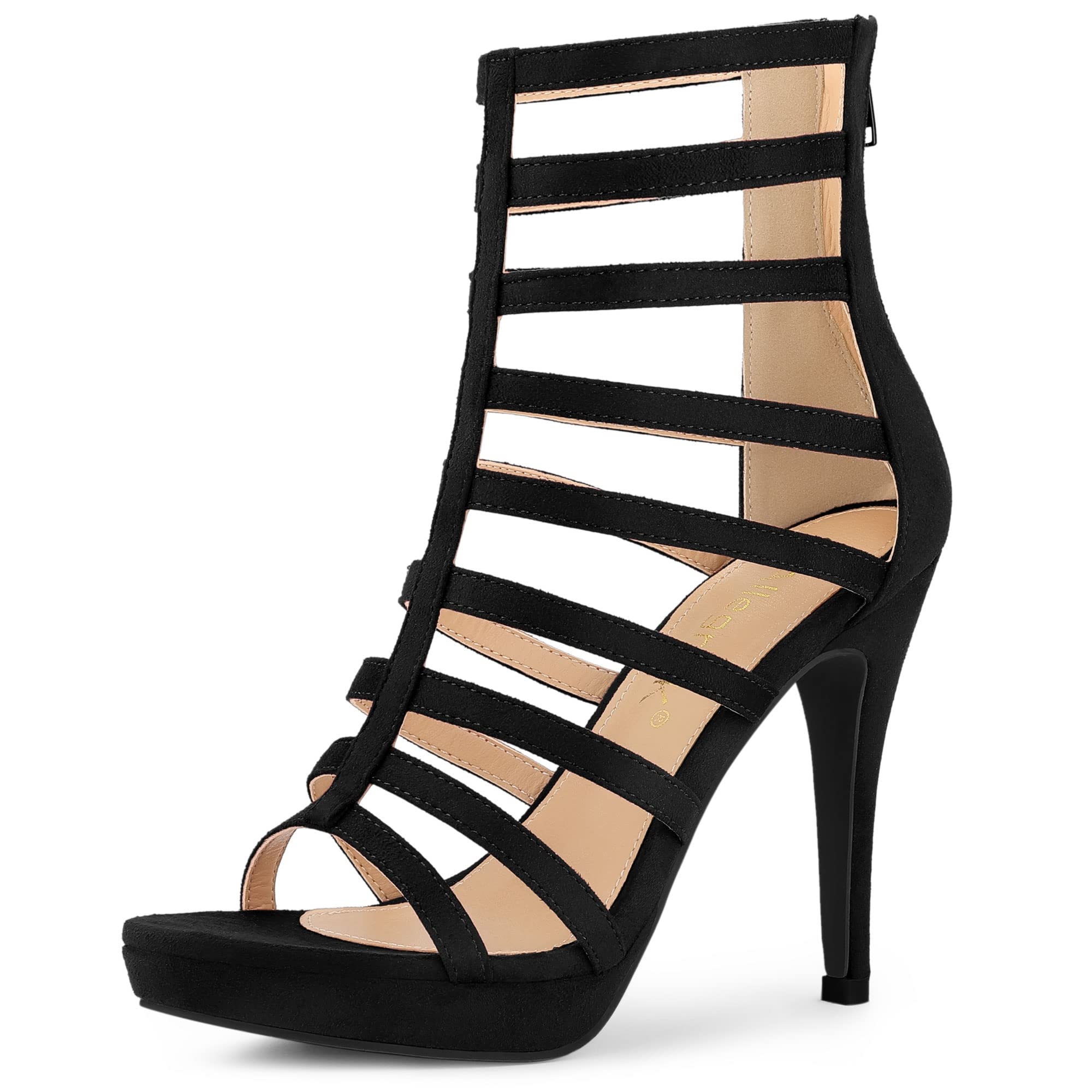 Allegra K Women's Stiletto Platform Heels Strappy Gladiator Heel Sandals - Sexy High Heel Dress Shoes for Party, Wedding & Evening Out