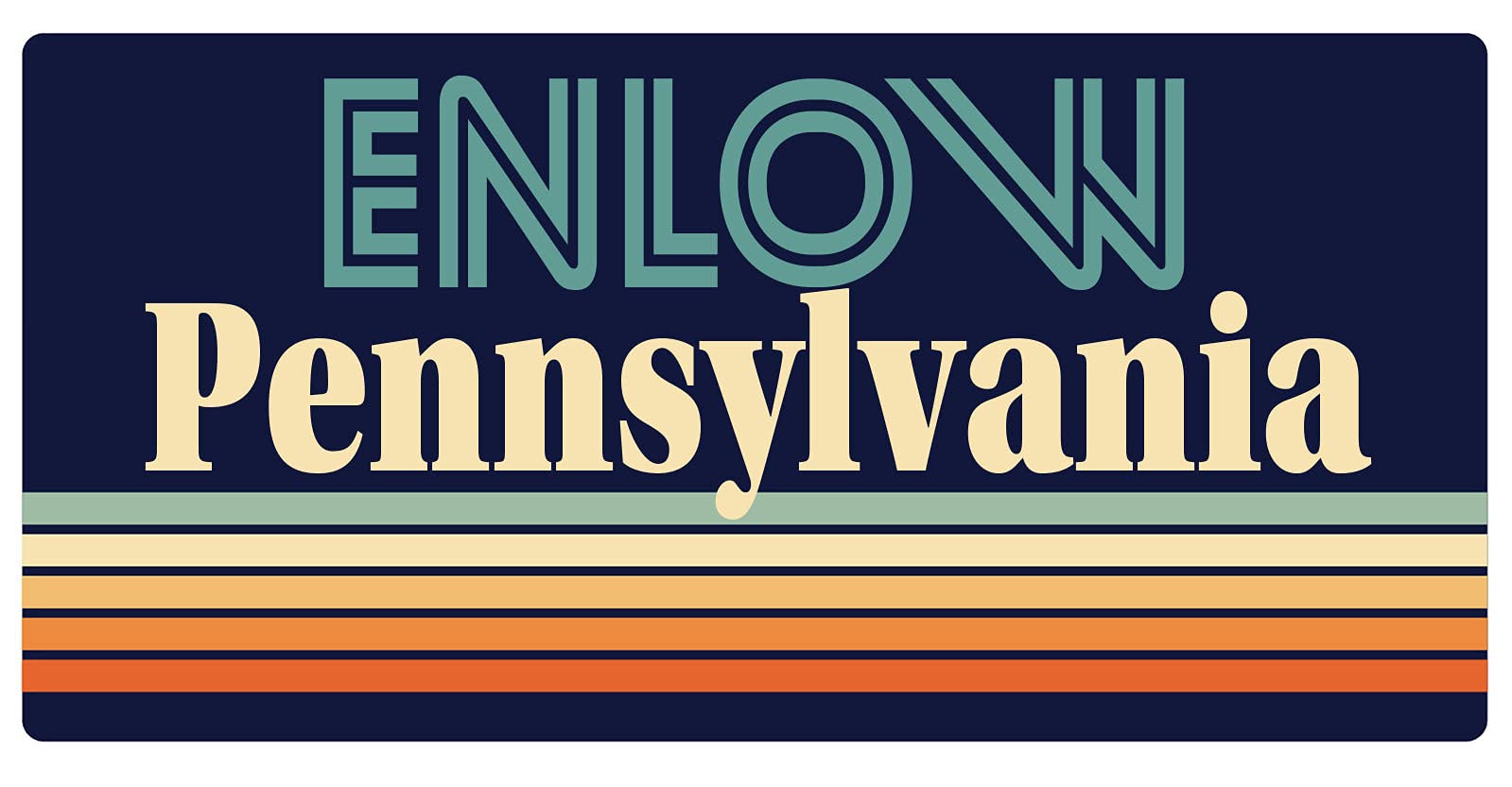 Enlow Pennsylvania 5 x 2.5-Inch Retro Design Refrigerator Magnet - Perfect for Kitchen Decor, Office Whiteboards & Collectible Souvenirs