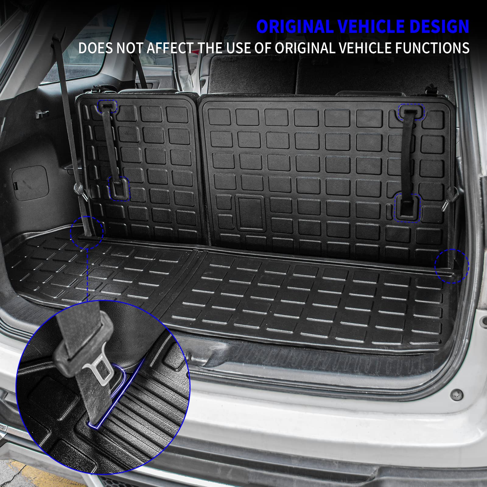 Rongtaod Custom Fit Floor Mat for 2014-2019 Toyota Highlander - Waterproof Trunk Cargo Liner with Back Seat Cover Protector | All-Weather Car Accessories for SUV Protection & Organization (Perfect for Road Trips, Grocery Hauling & Pet Transport)