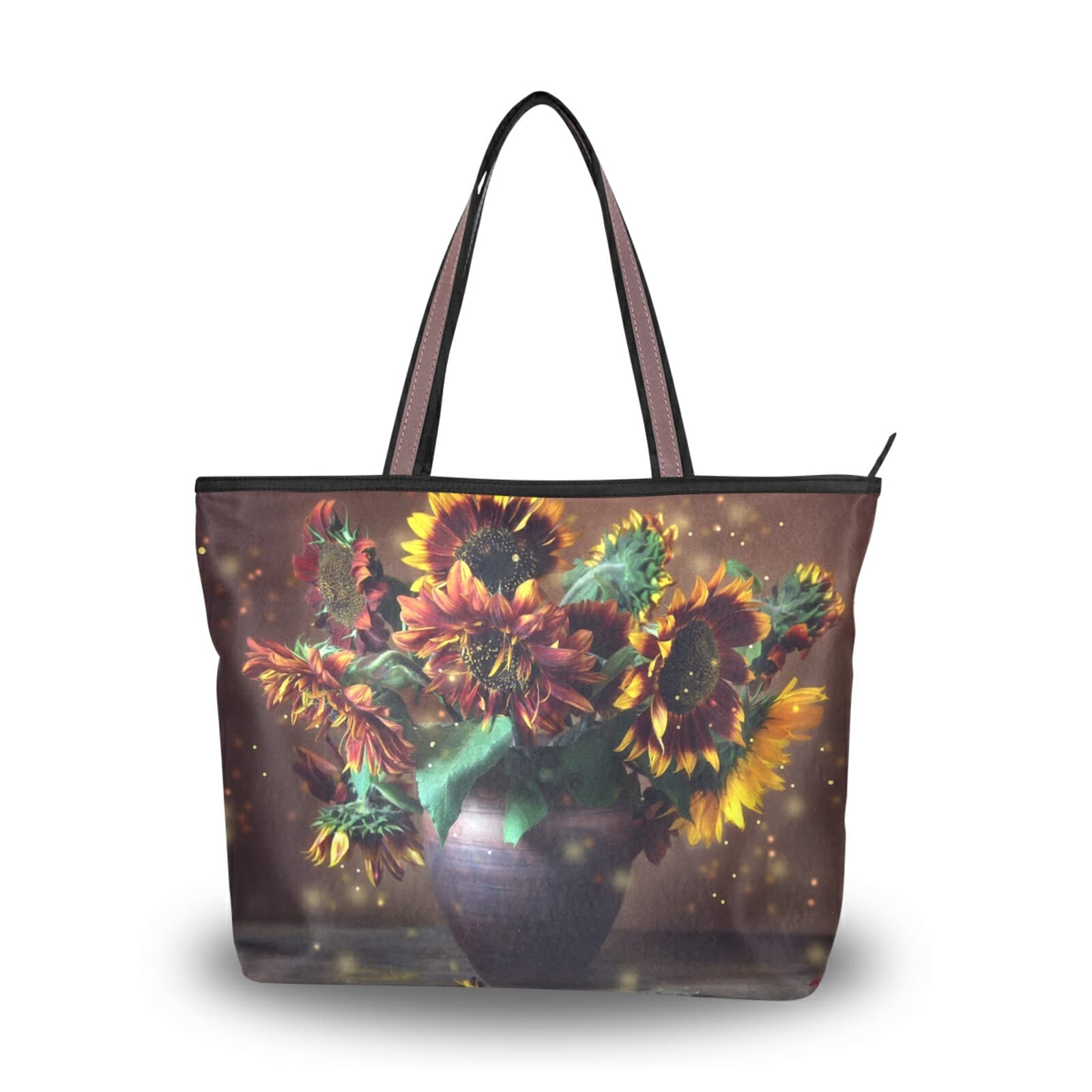 Stylish Sunflower Floral Tote Bag for Women - Reusable Canvas Shoulder Bag, Beach Bag & Shopping Tote - Perfect for Travel, Groceries & Summer Outings