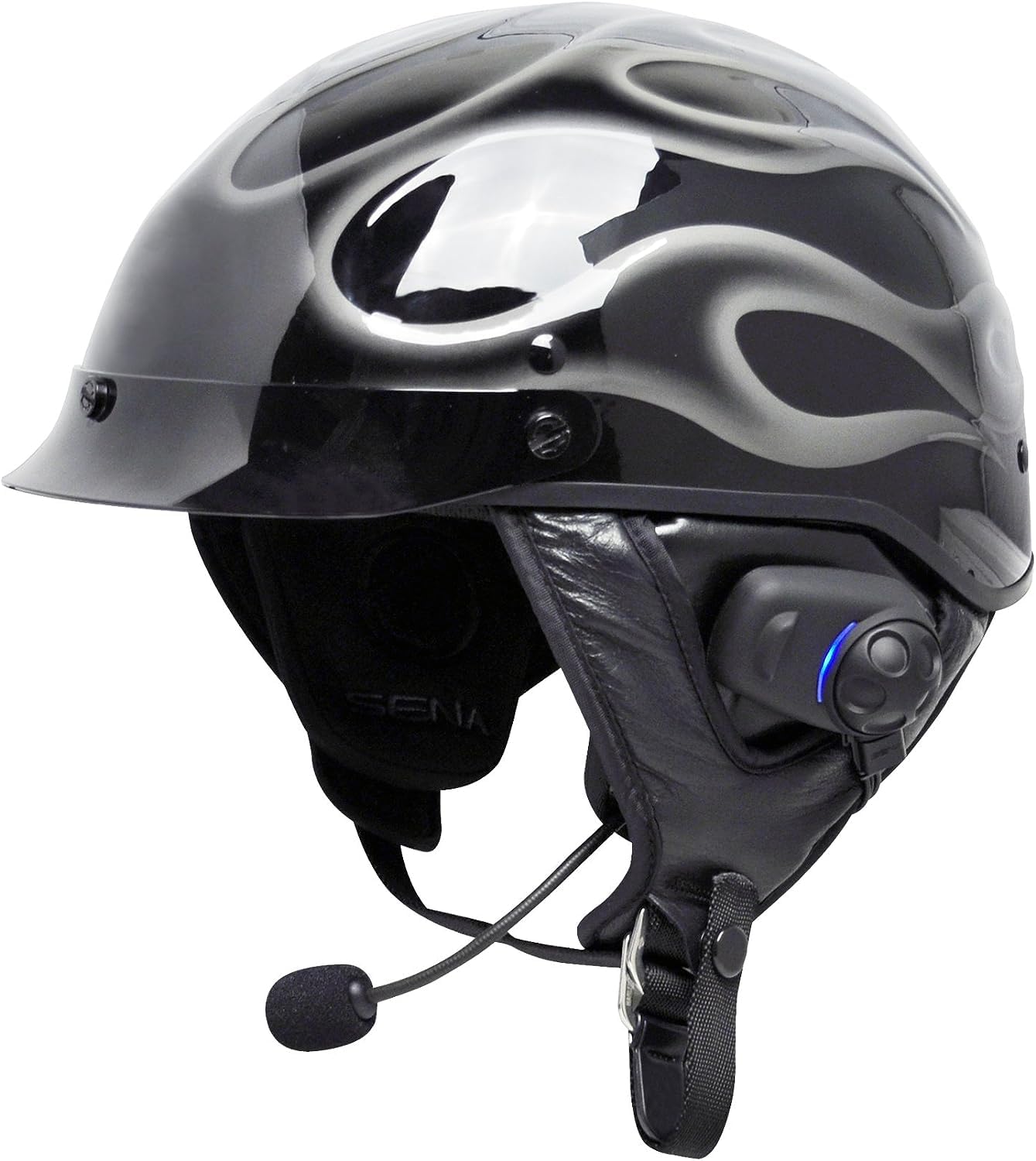 Sena SPH10H-FM-01 Motorcycle Bluetooth Headset with Intercom & FM Radio - Wireless Communication System for Half Helmets - Black - Perfect for Group Rides, Commuting & Hands-Free Calls